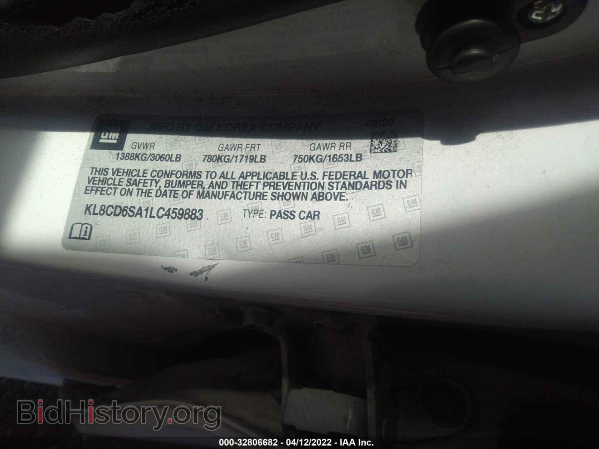 2020 CHEVROLET SPARK - VIN: KL8CD6SA1LC459883 - Фото 9