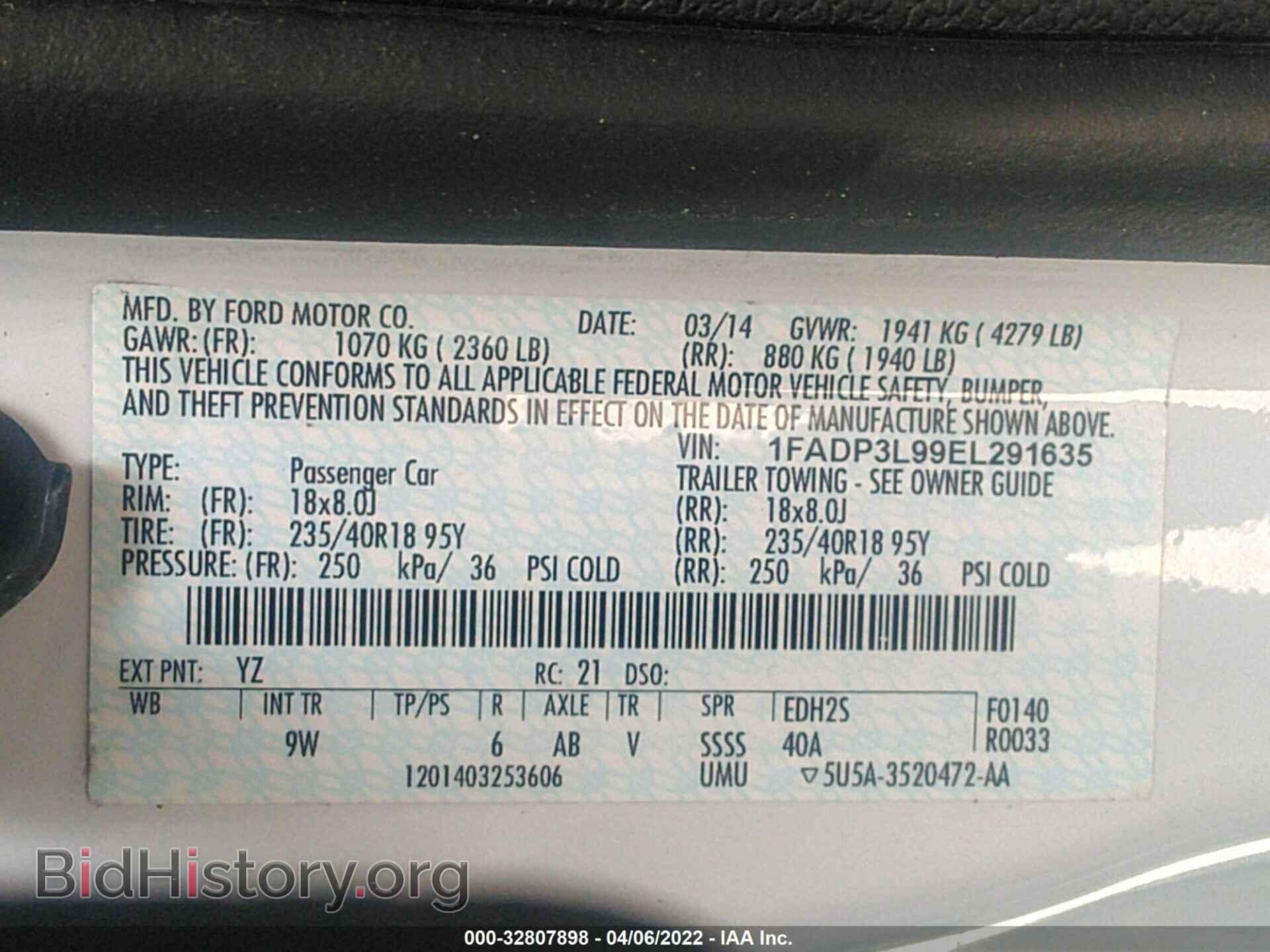 2014 FORD FOCUS - VIN: 1FADP3L99EL291635 - Фото 9