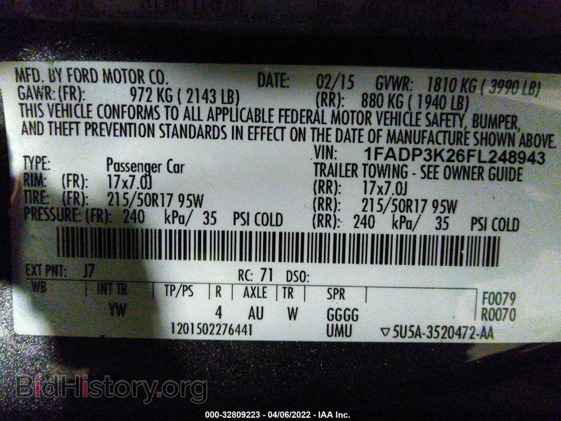 2015 FORD FOCUS - VIN: 1FADP3K26FL248943 - Фото 9