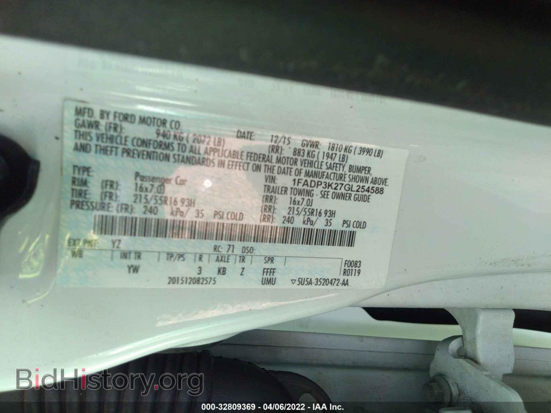 2016 FORD FOCUS - VIN: 1FADP3K27GL254588 - Фото 9