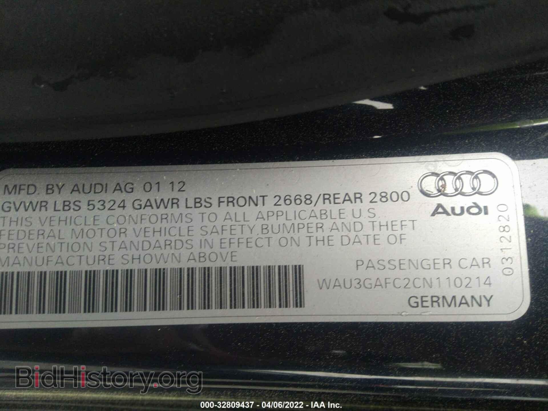 2012 AUDI A7 - VIN: WAU3GAFC2CN110214 - Фото 9