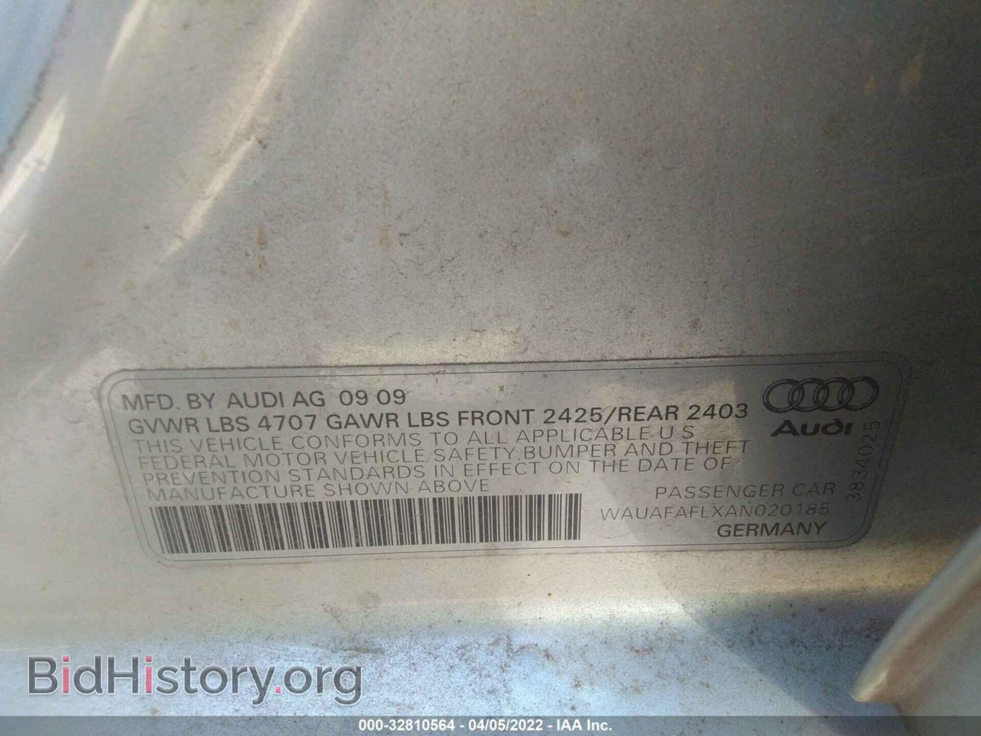 2010 AUDI A4 - VIN: WAUAFAFLXAN020185 - Фото 9