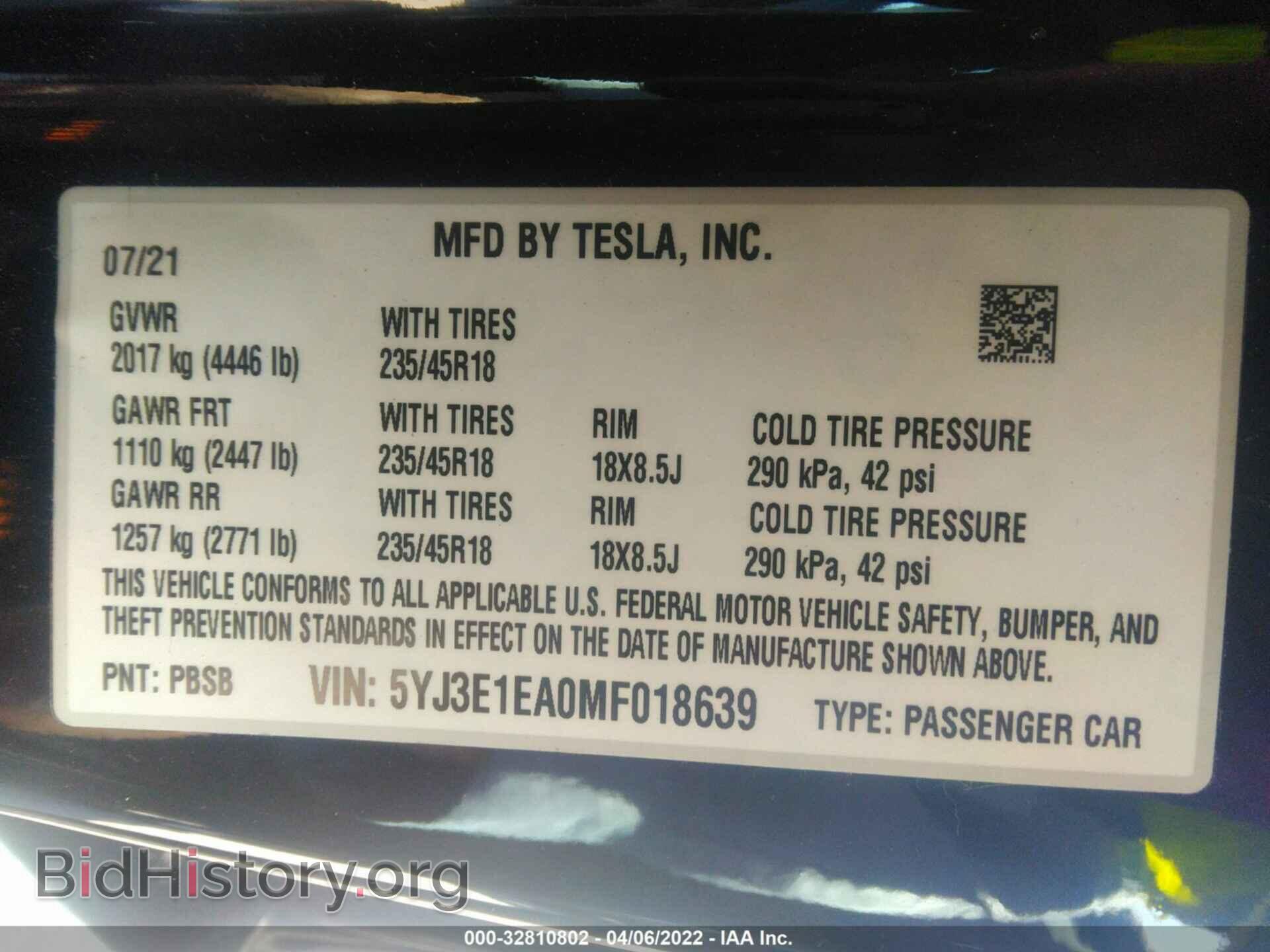 2021 TESLA MODEL 3 - VIN: 5YJ3E1EA0MF018639 - Photo 9