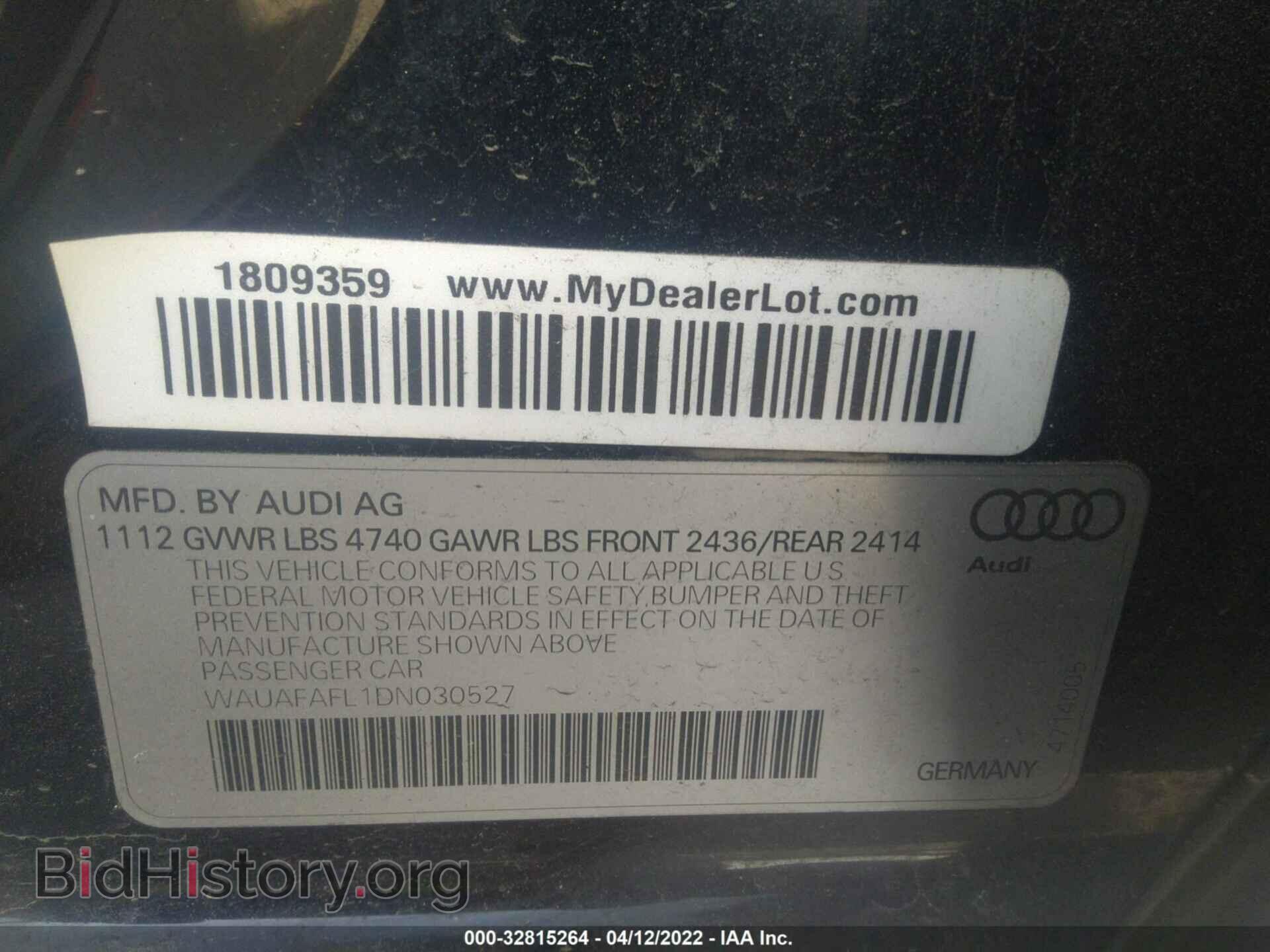 2013 AUDI A4 - VIN: WAUAFAFL1DN030527 - Фото 9