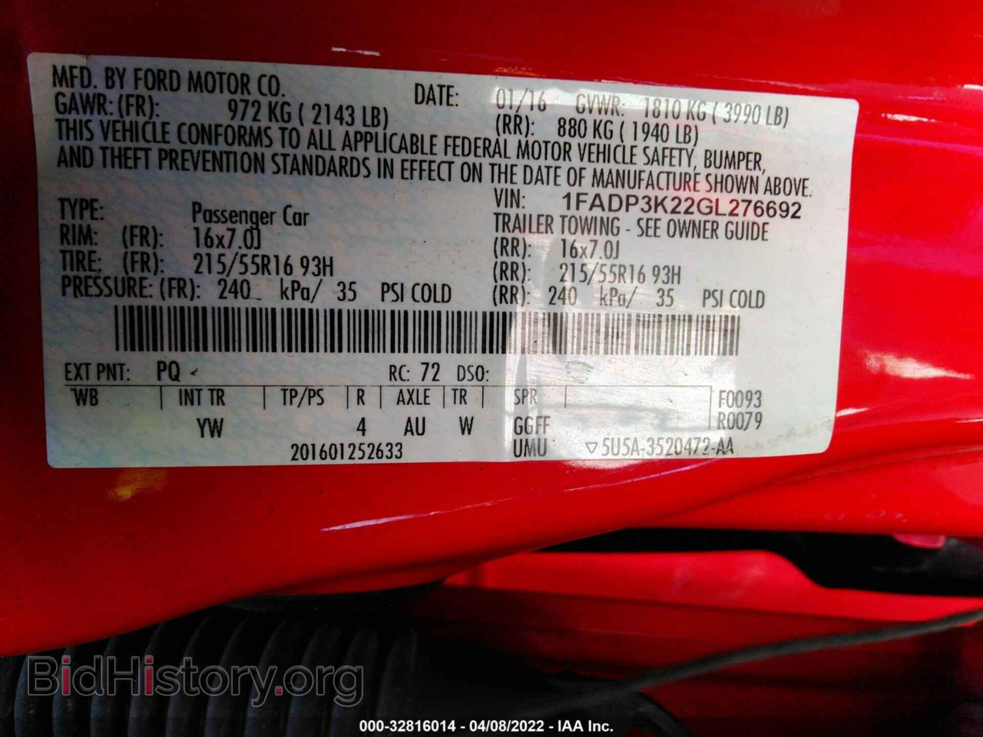 2016 FORD FOCUS - VIN: 1FADP3K22GL276692 - Фото 9