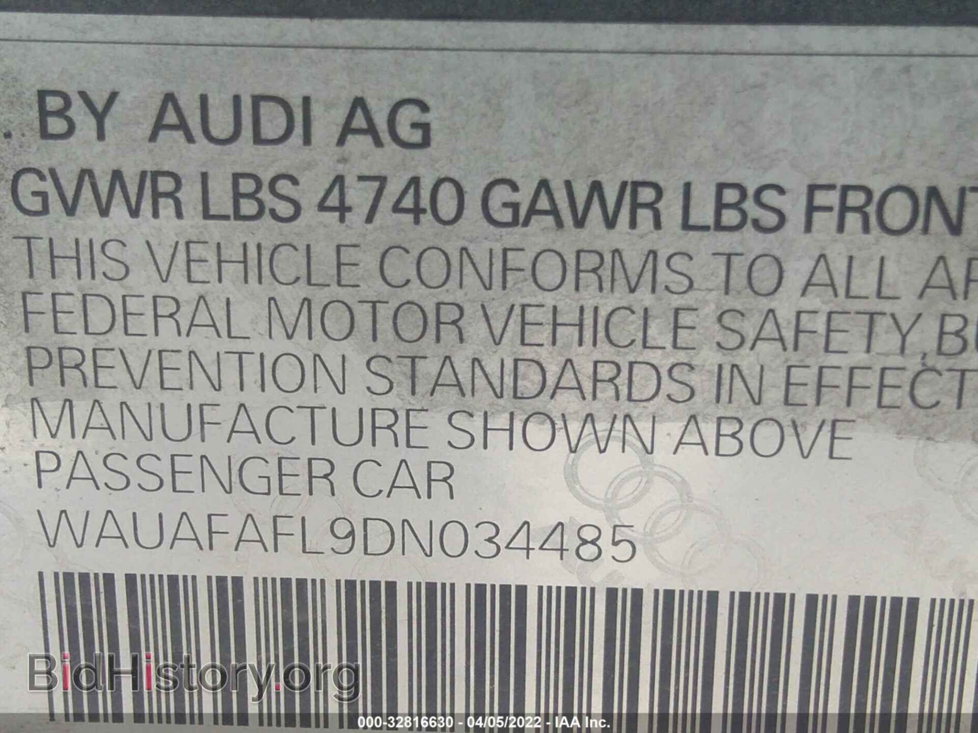 2013 AUDI A4 - VIN: WAUAFAFL9DN034485 - Photo 9