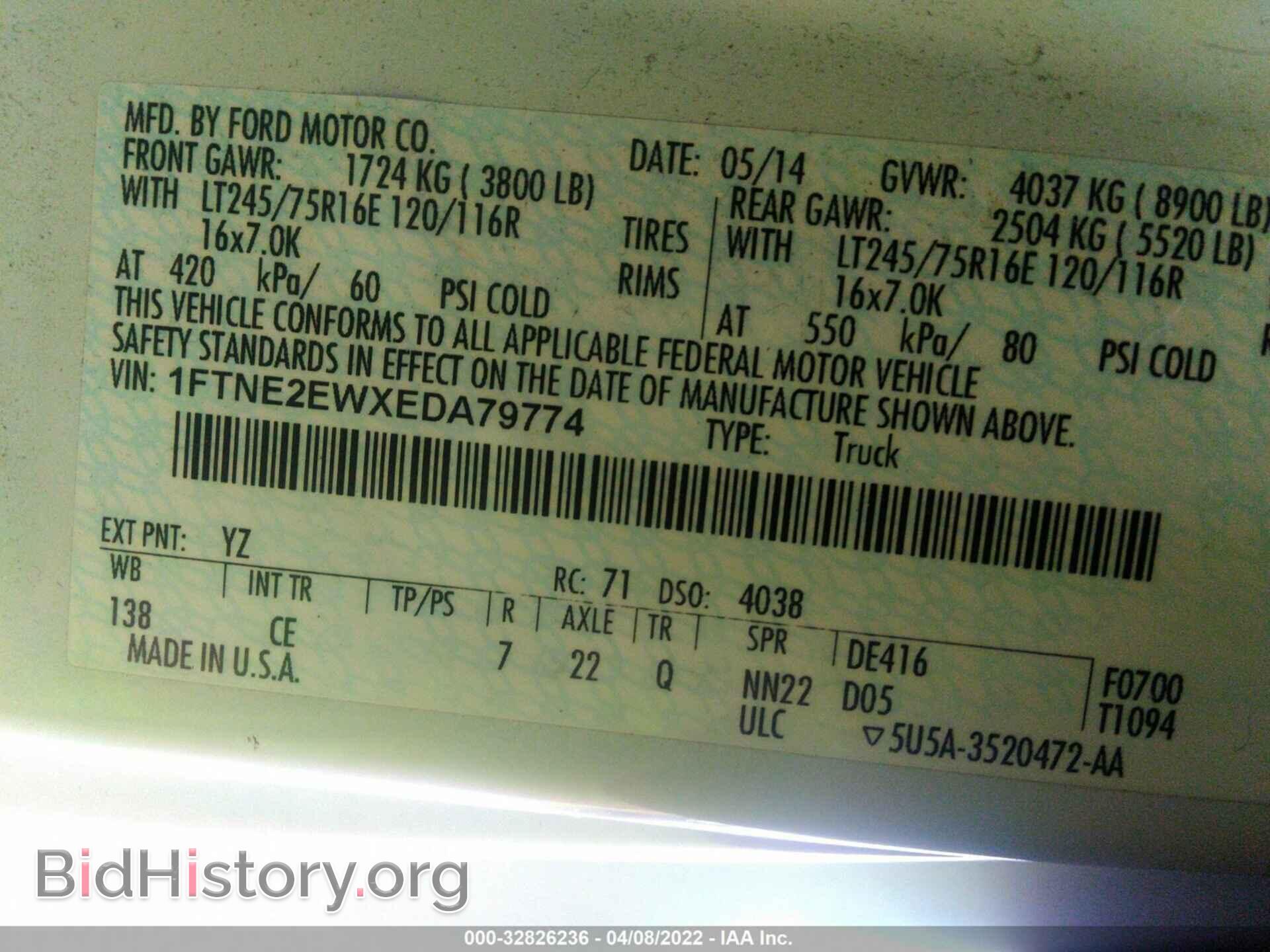 2014 FORD ECONOLINE CARGO VAN - VIN: 1FTNE2EWXEDA79774 - Фото 9
