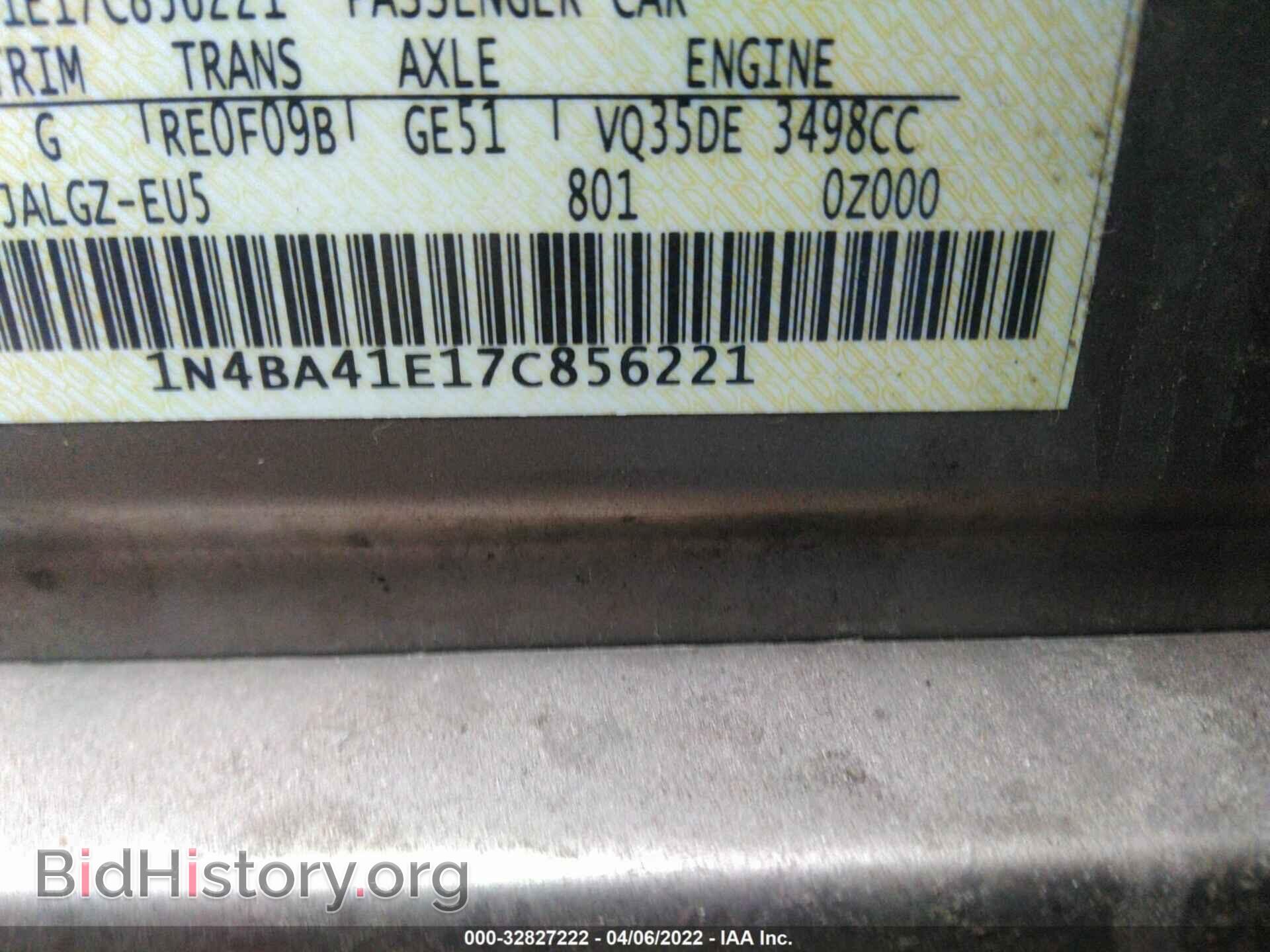 2007 NISSAN MAXIMA - VIN: 1N4BA41E17C856221 - Photo 9