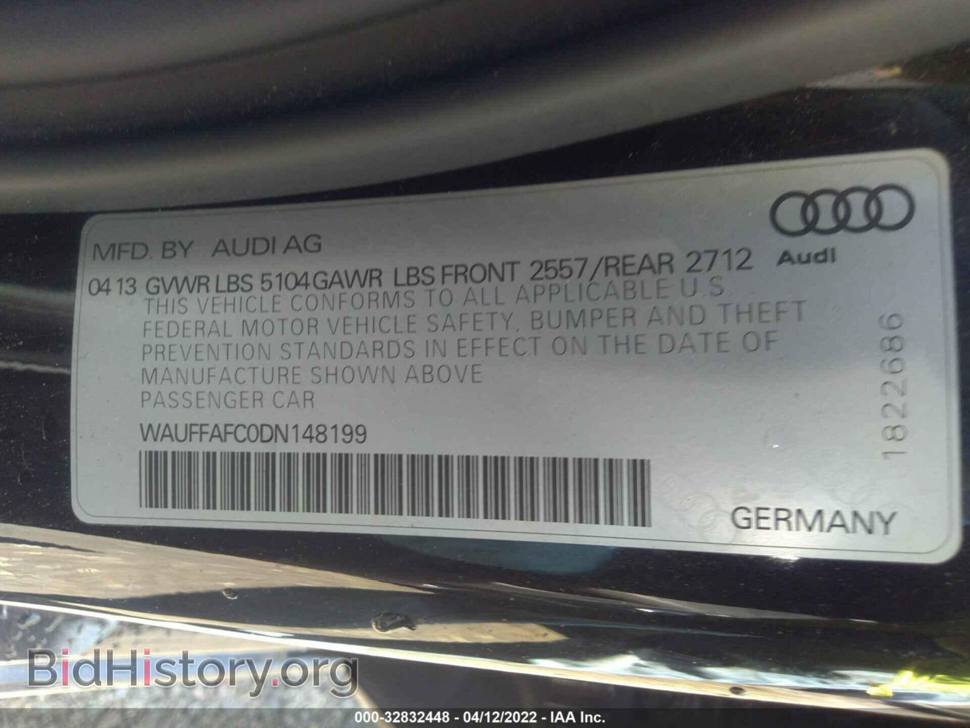 2013 AUDI A6 - VIN: WAUFFAFC0DN148199 - Фото 9