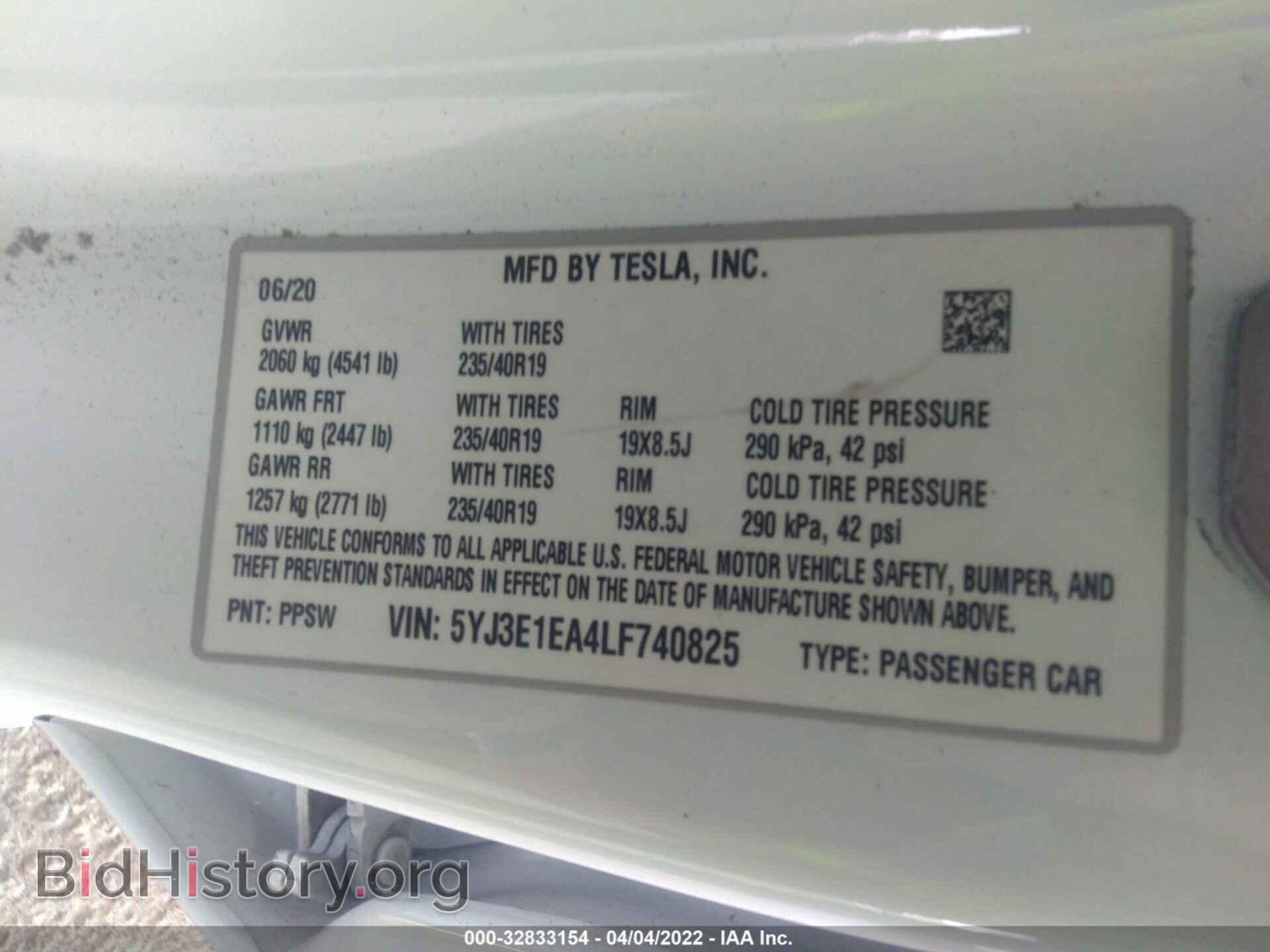 2020 TESLA MODEL 3 - VIN: 5YJ3E1EA4LF740825 - Фото 9