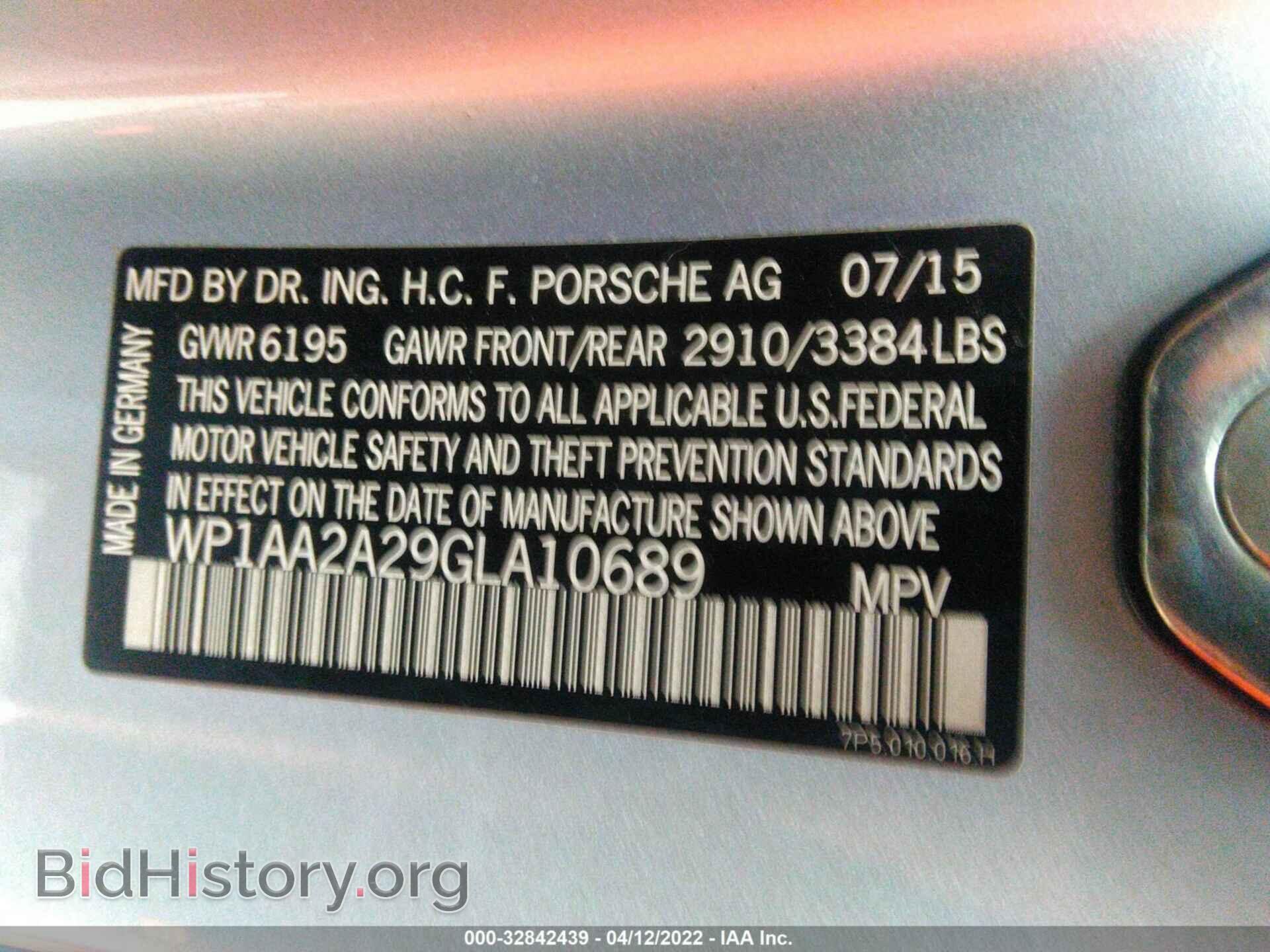 2016 PORSCHE CAYENNE - VIN: WP1AA2A29GLA10689 - Фото 9