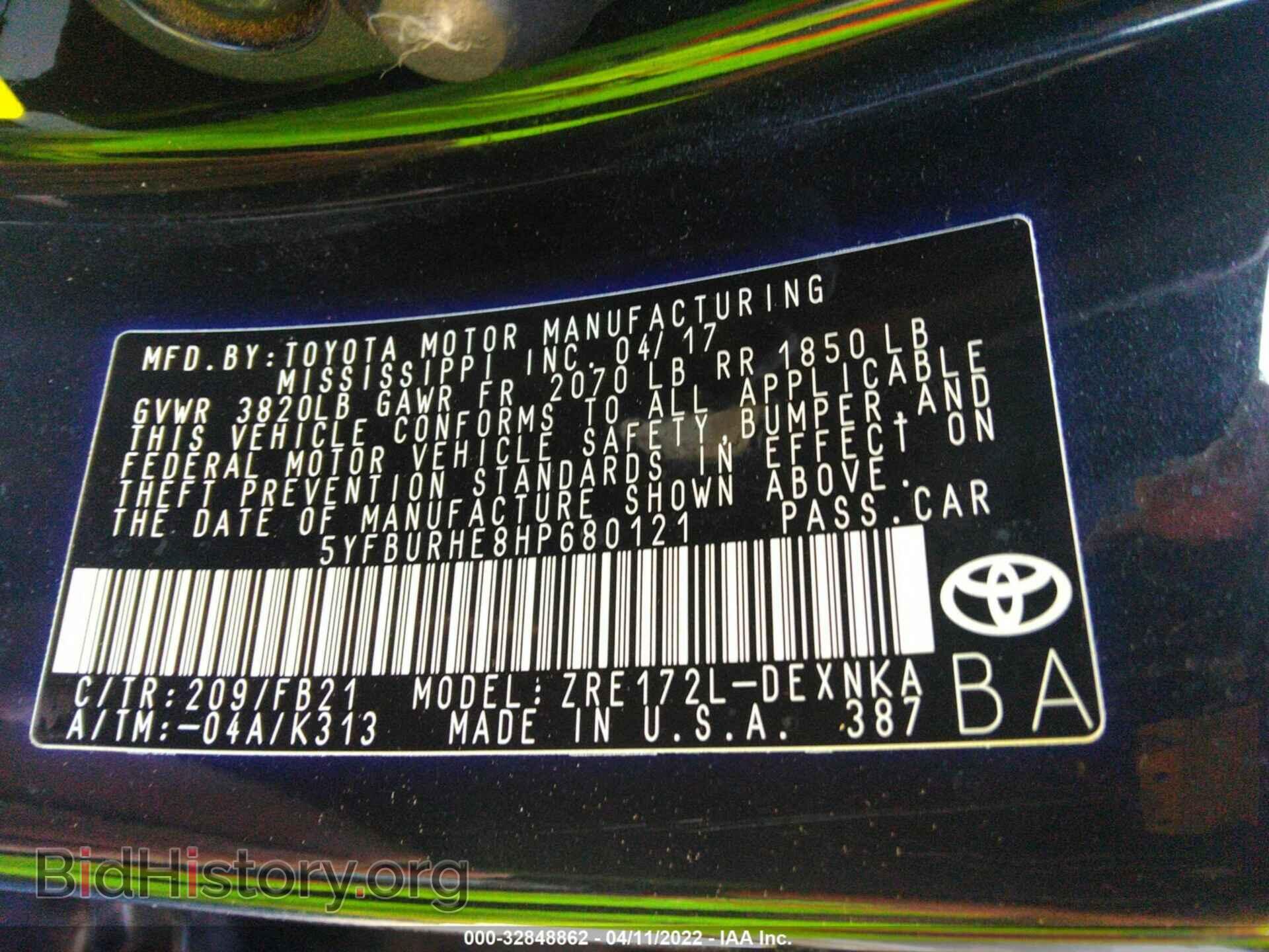 2017 TOYOTA COROLLA - VIN: 5YFBURHE8HP680121 - Photo 9