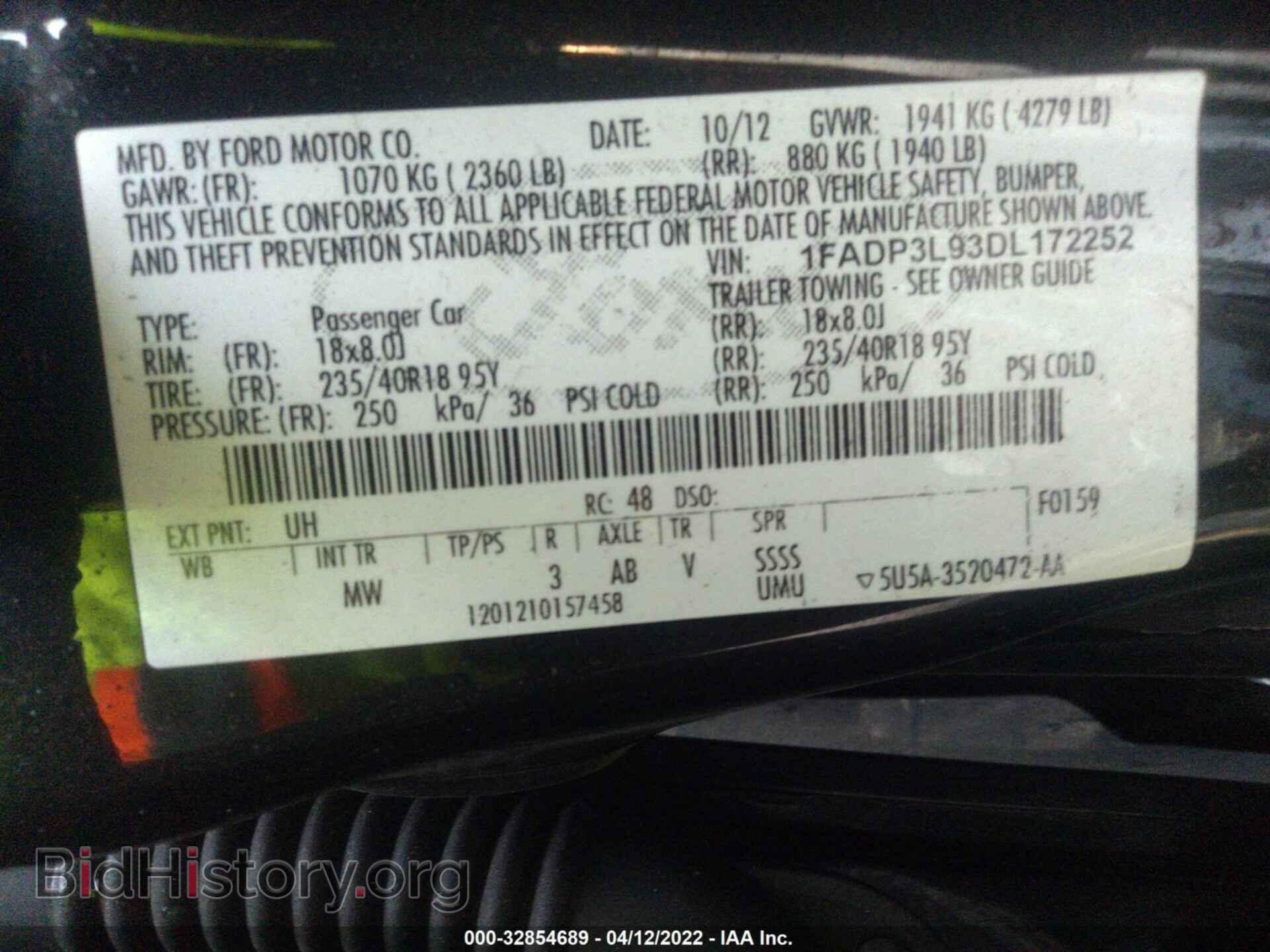 2013 FORD FOCUS - VIN: 1FADP3L93DL172252 - Фото 9