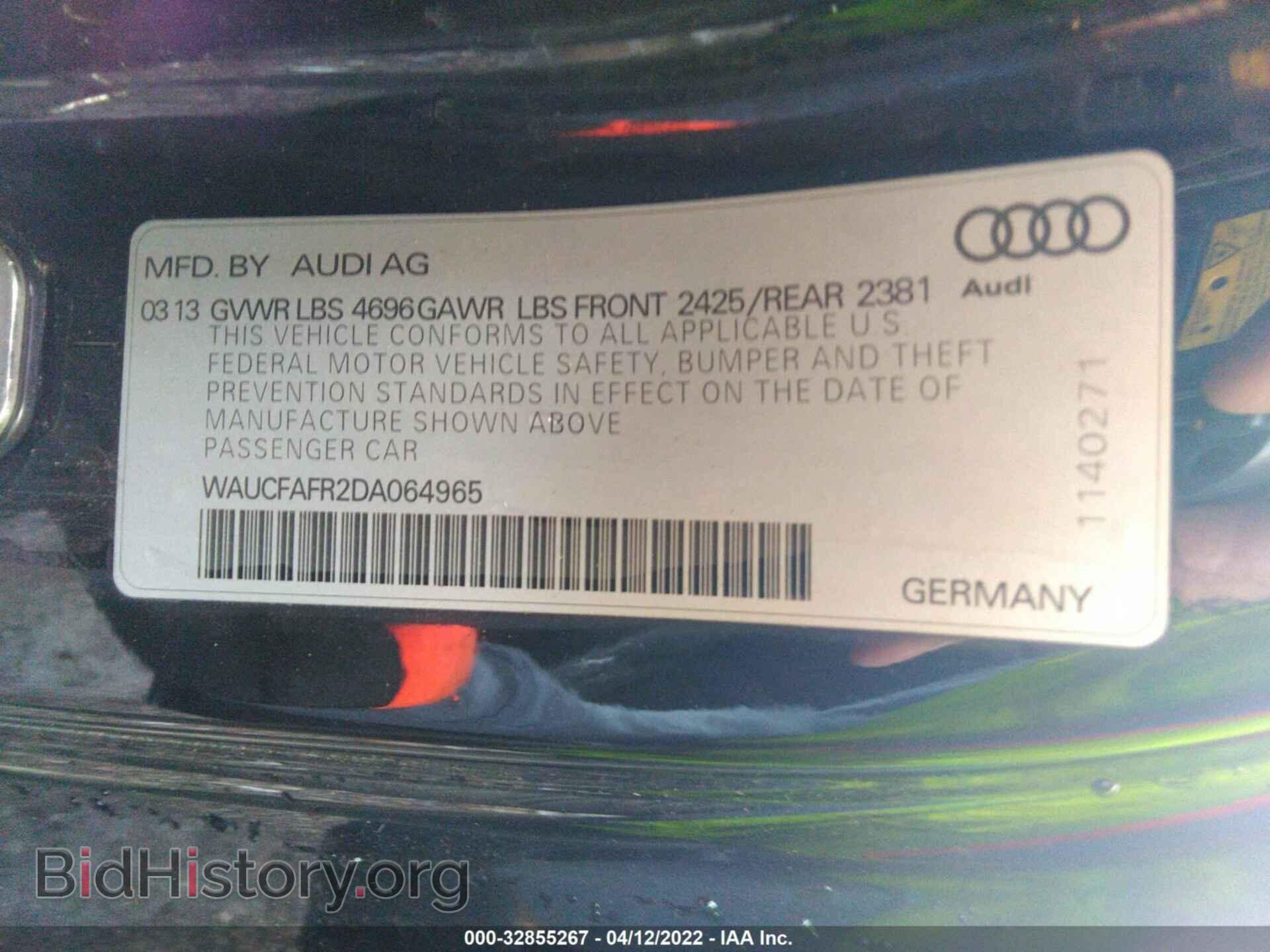 2013 AUDI A5 - VIN: WAUCFAFR2DA064965 - Фото 9