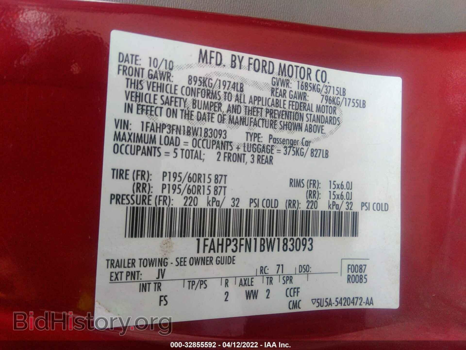 2011 FORD FOCUS - VIN: 1FAHP3FN1BW183093 - Фото 9