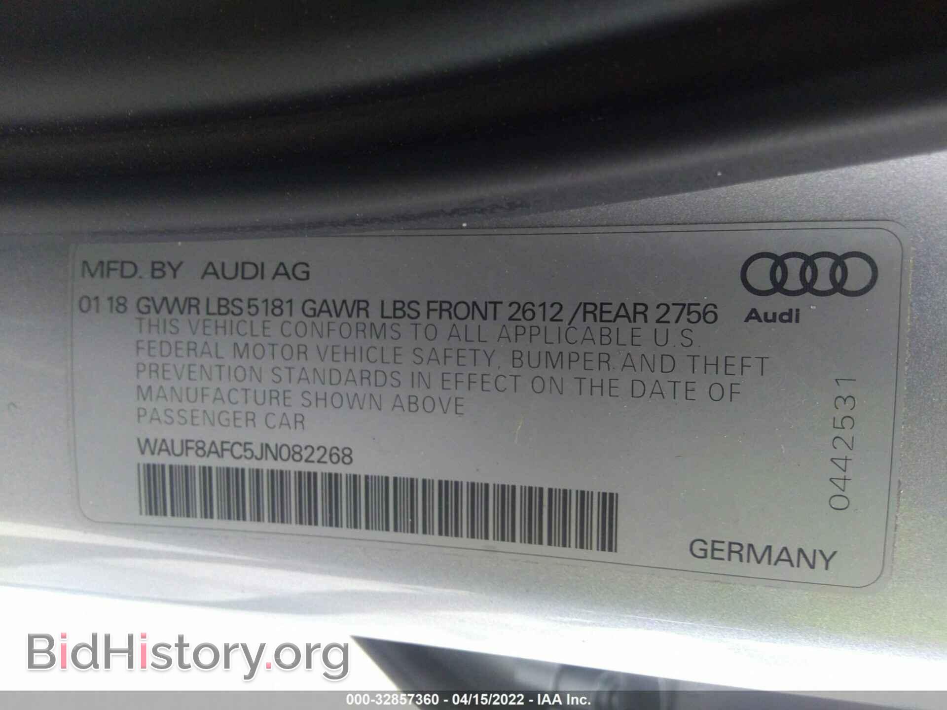 2018 AUDI A6 - VIN: WAUF8AFC5JN082268 - Фото 9