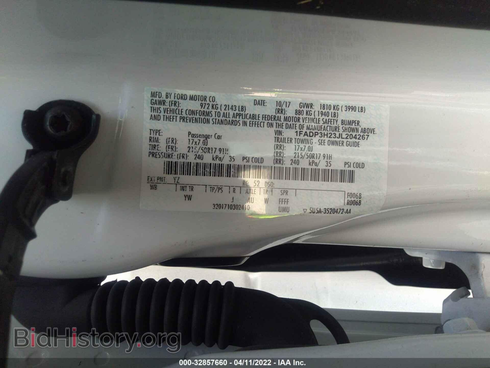 2018 FORD FOCUS - VIN: 1FADP3H23JL204267 - Фото 9