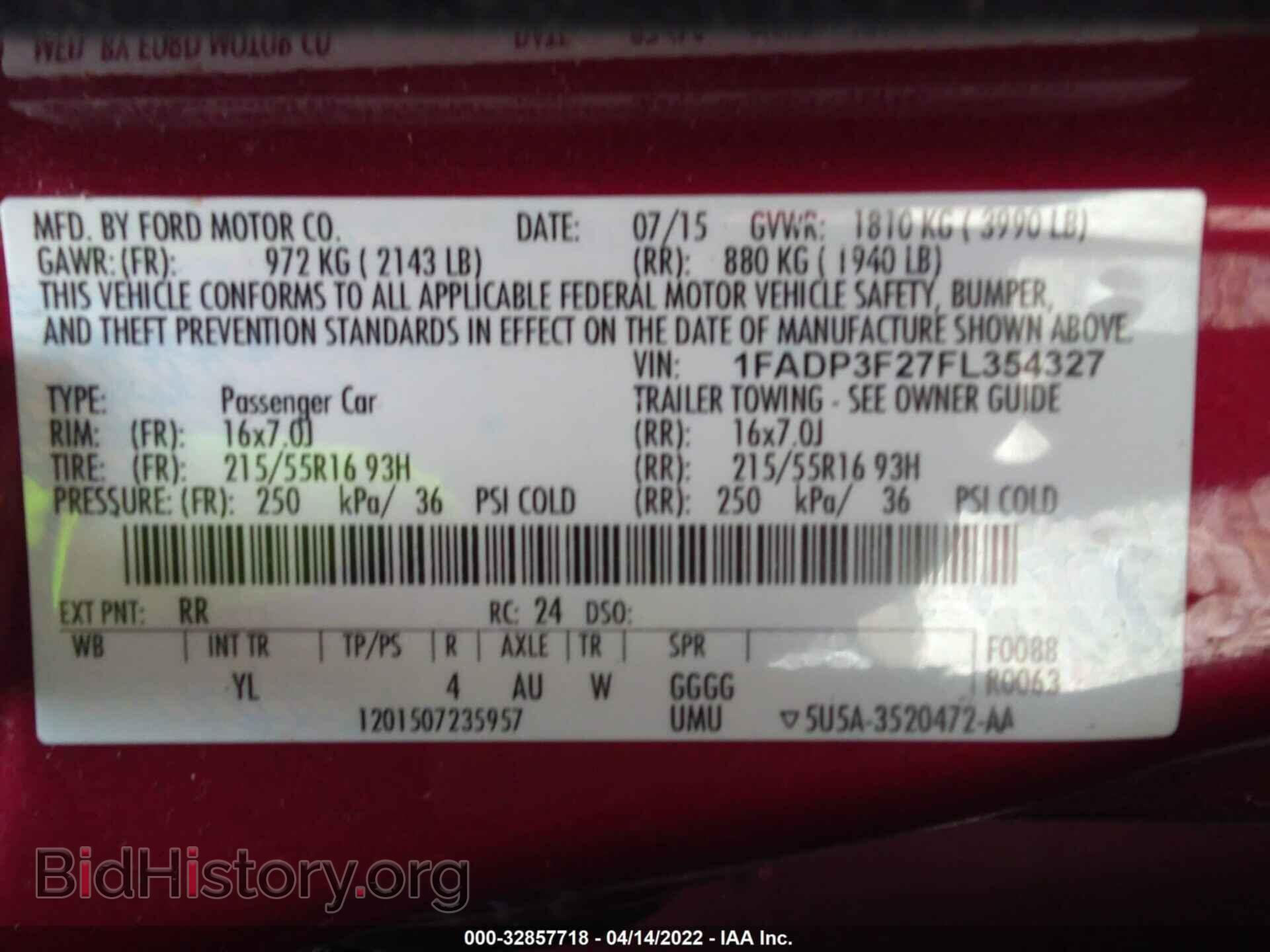 2015 FORD FOCUS - VIN: 1FADP3F27FL354327 - Фото 9