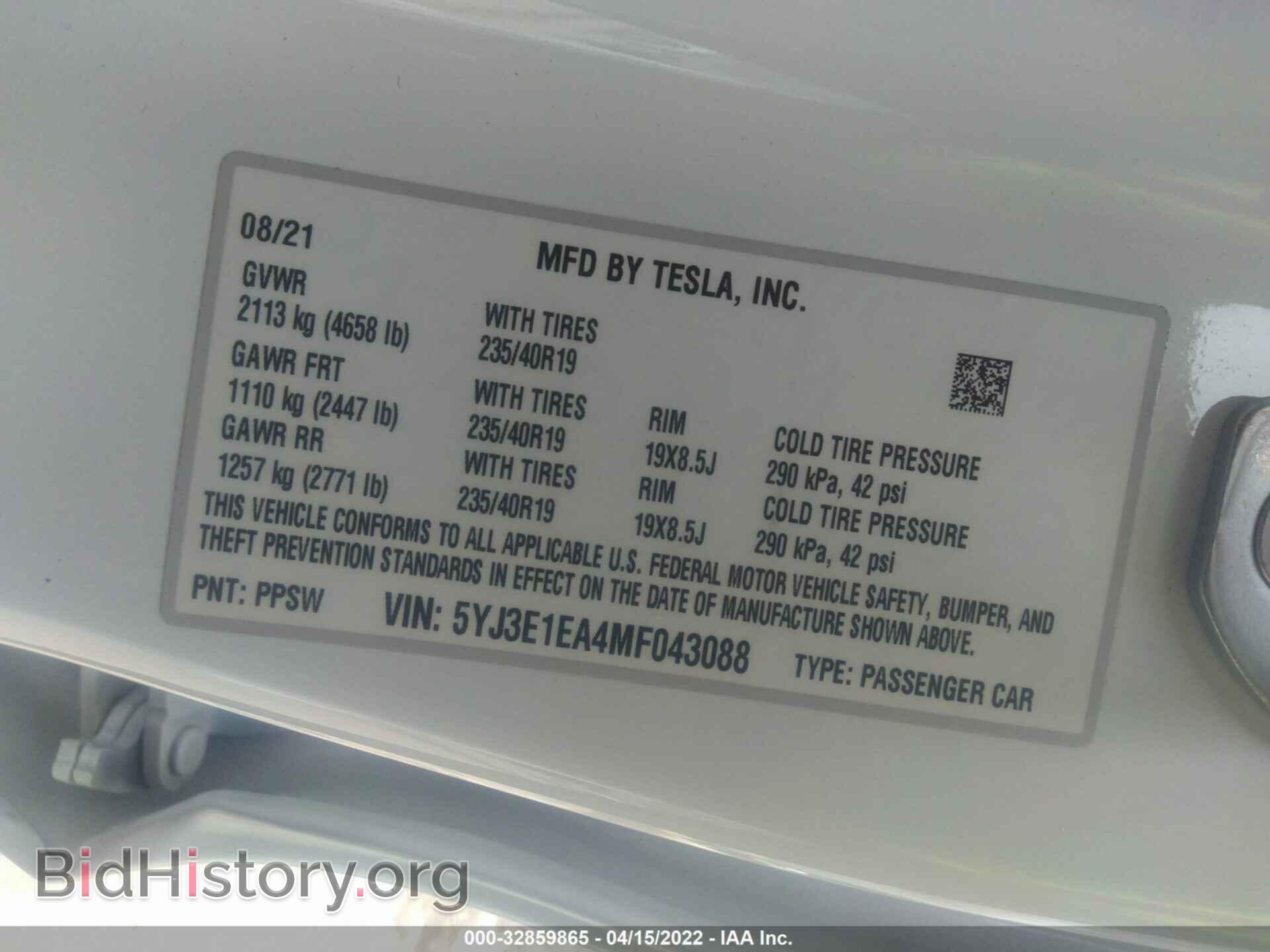 2021 TESLA MODEL 3 - VIN: 5YJ3E1EA4MF043088 - Photo 9