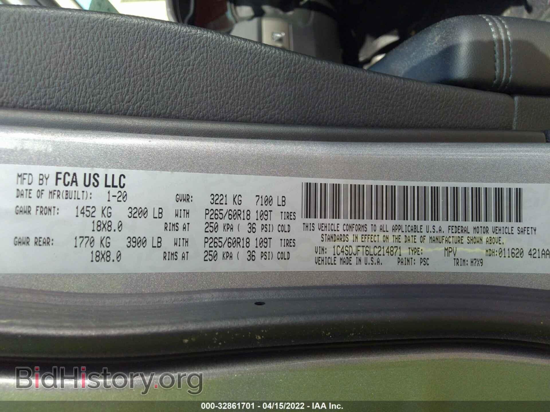 2020 DODGE DURANGO - VIN: 1C4SDJFT6LC214871 - Photo 9