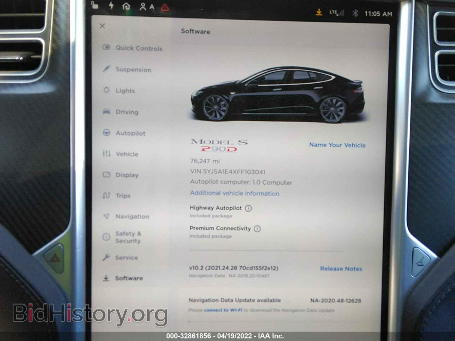 2015 TESLA MODEL S - VIN: 5YJSA1E4XFF103041 - Фото 7