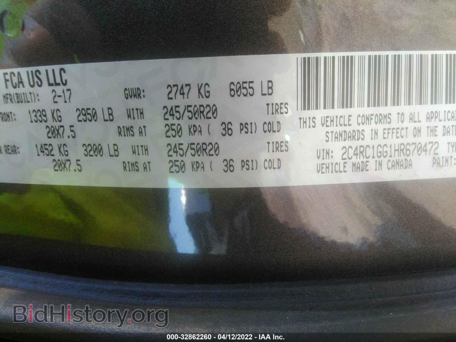 2017 CHRYSLER PACIFICA - VIN: 2C4RC1GG1HR670472 - Photo 9