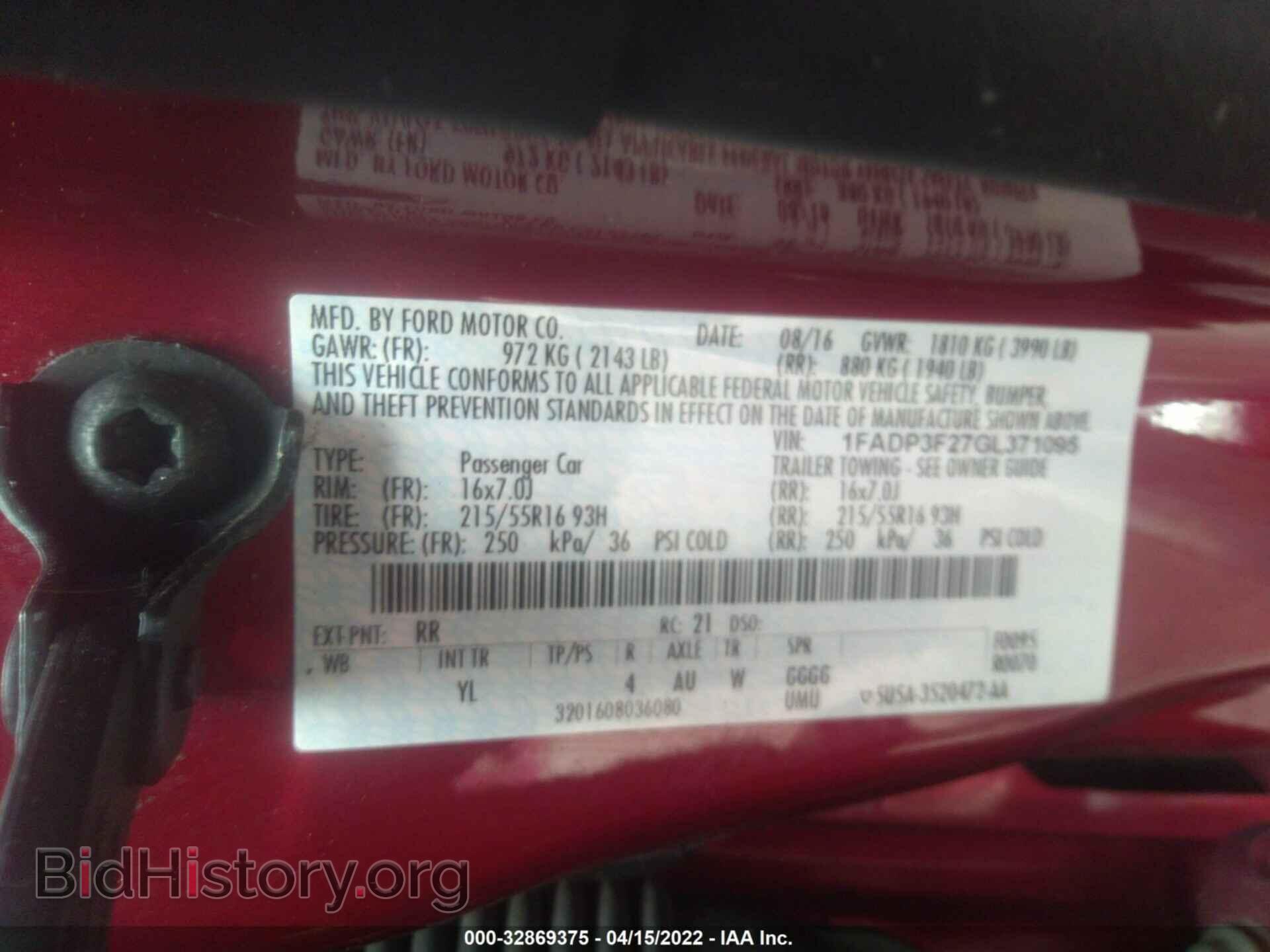 2016 FORD FOCUS - VIN: 1FADP3F27GL371095 - Фото 9