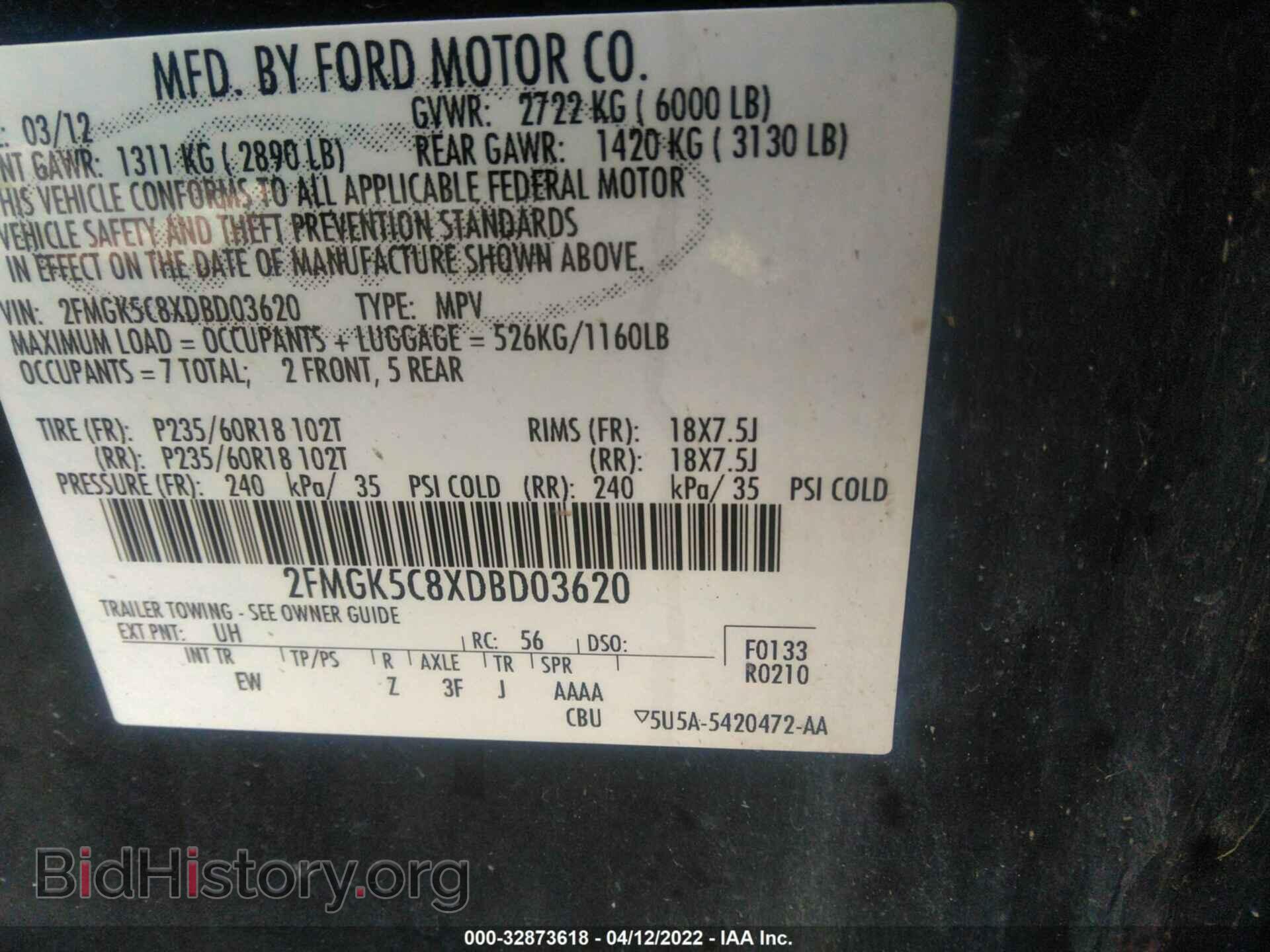 2013 FORD FLEX - VIN: 2FMGK5C8XDBD03620 - Photo 9