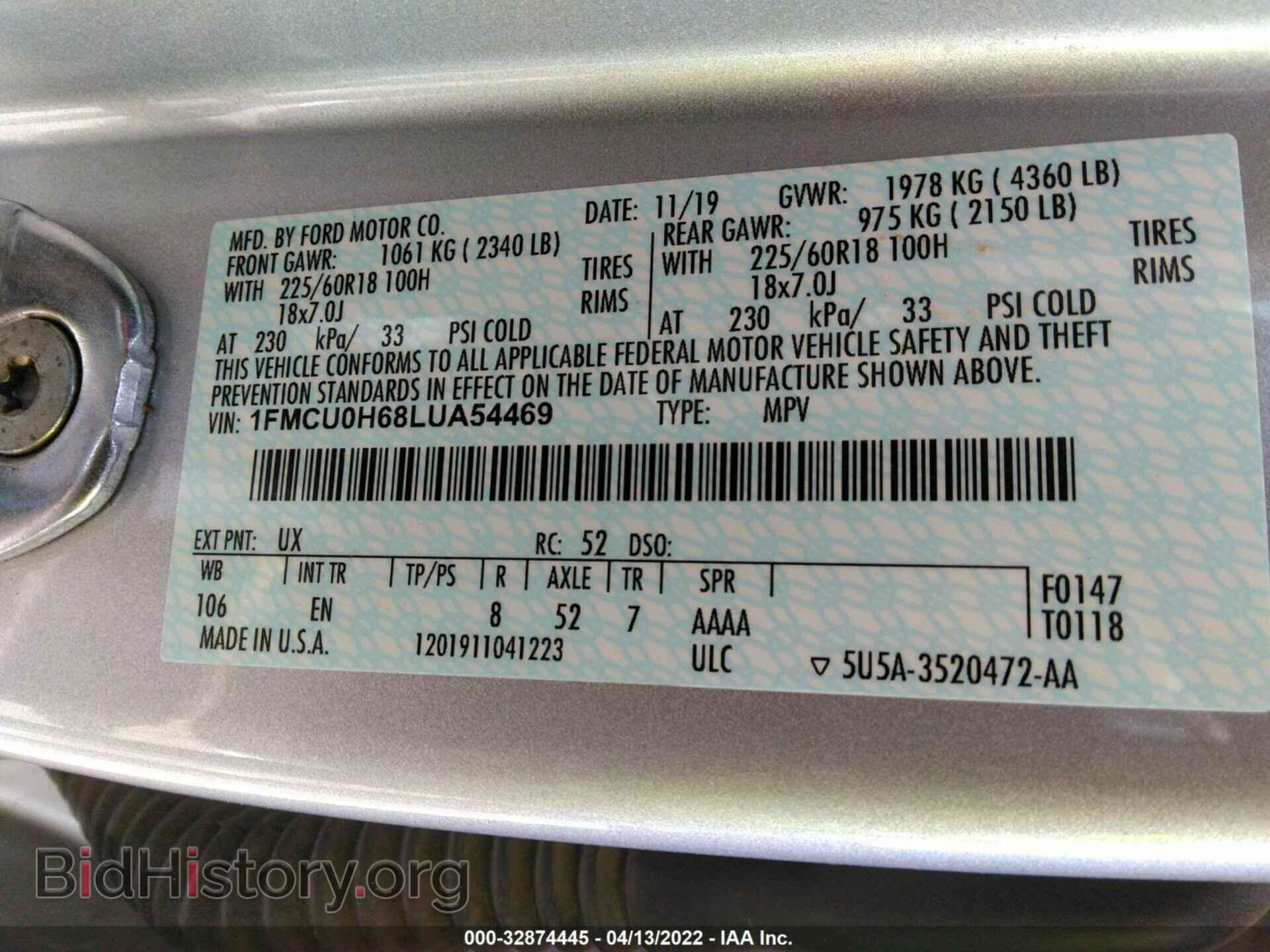 2020 FORD ESCAPE - VIN: 1FMCU0H68LUA54469 - Photo 9