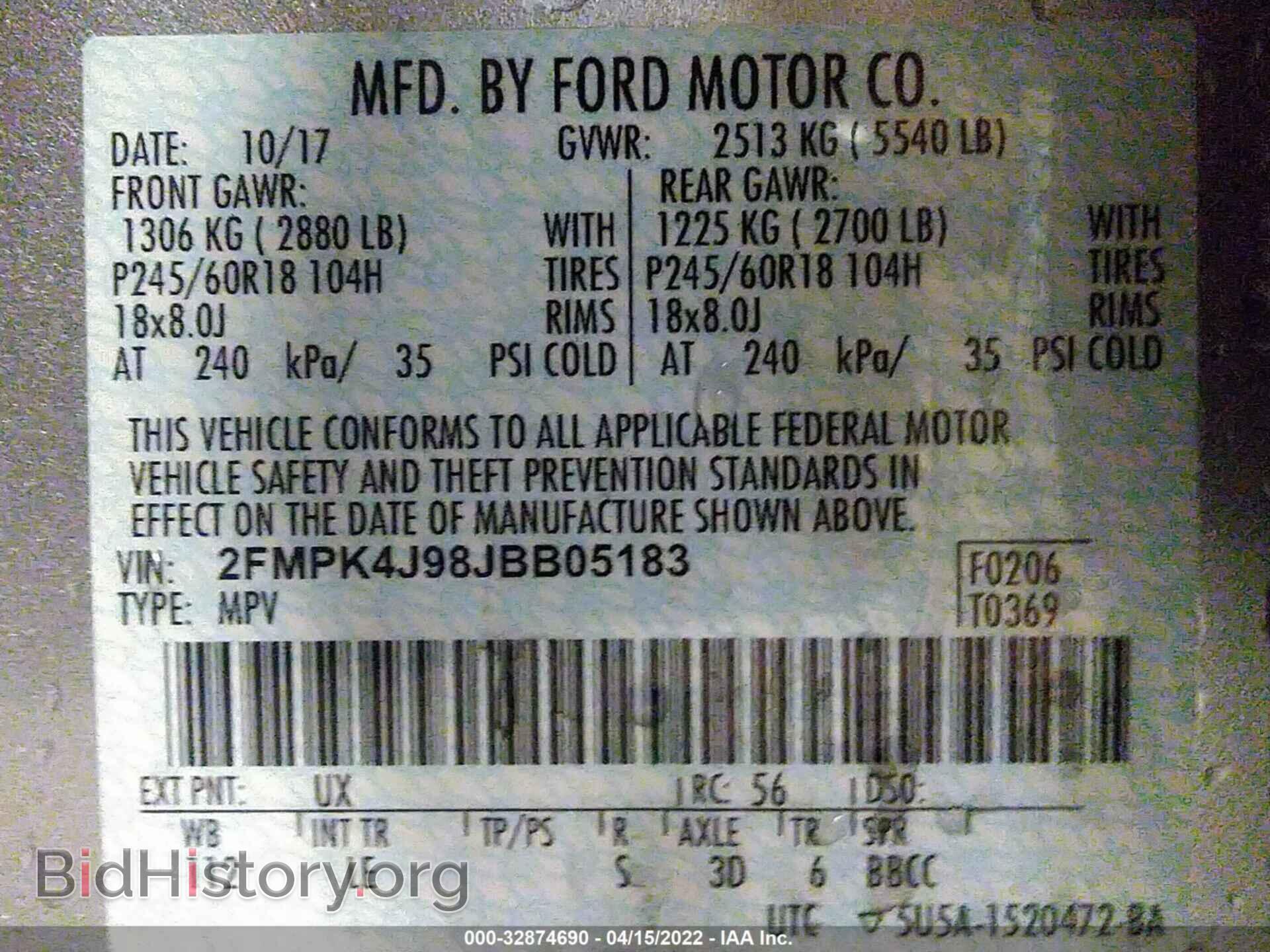 2018 FORD EDGE - VIN: 2FMPK4J98JBB05183 - Фото 9