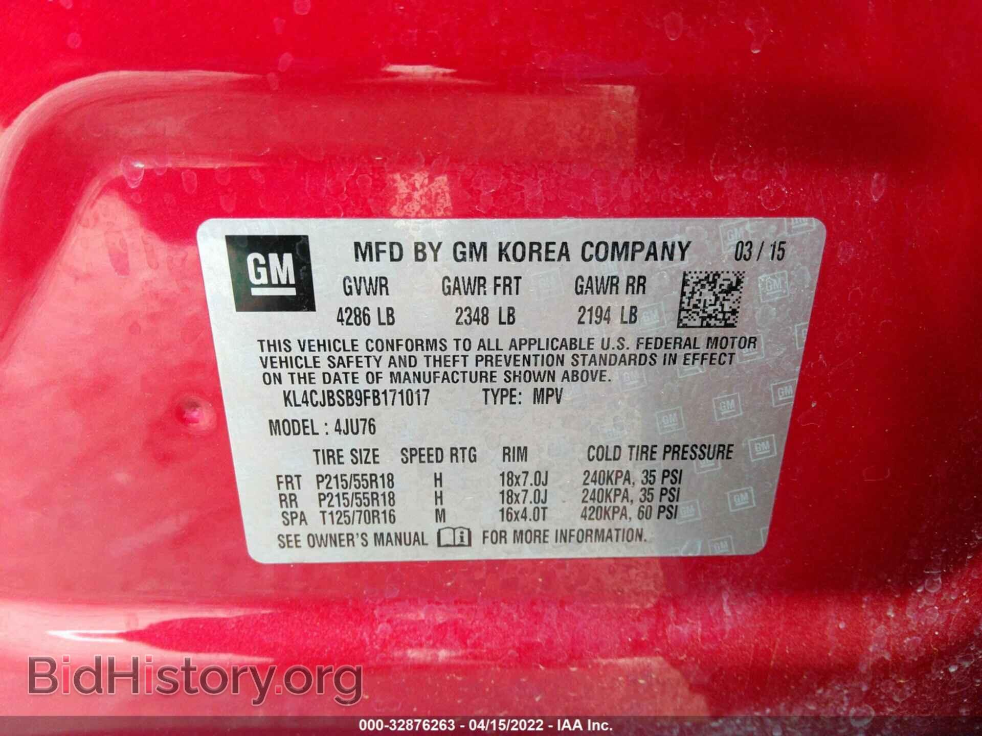 2015 BUICK ENCORE - VIN: KL4CJBSB9FB171017 - Photo 9