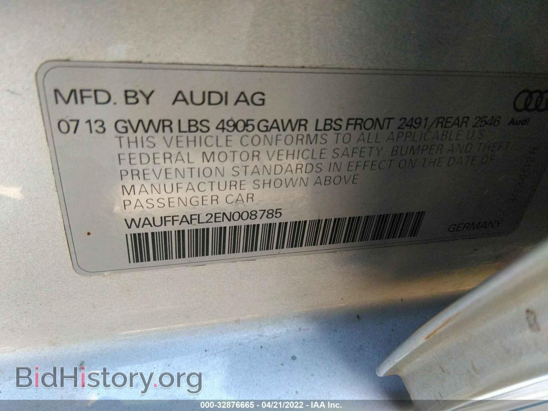2014 AUDI A4 - VIN: WAUFFAFL2EN008785 - Фото 9
