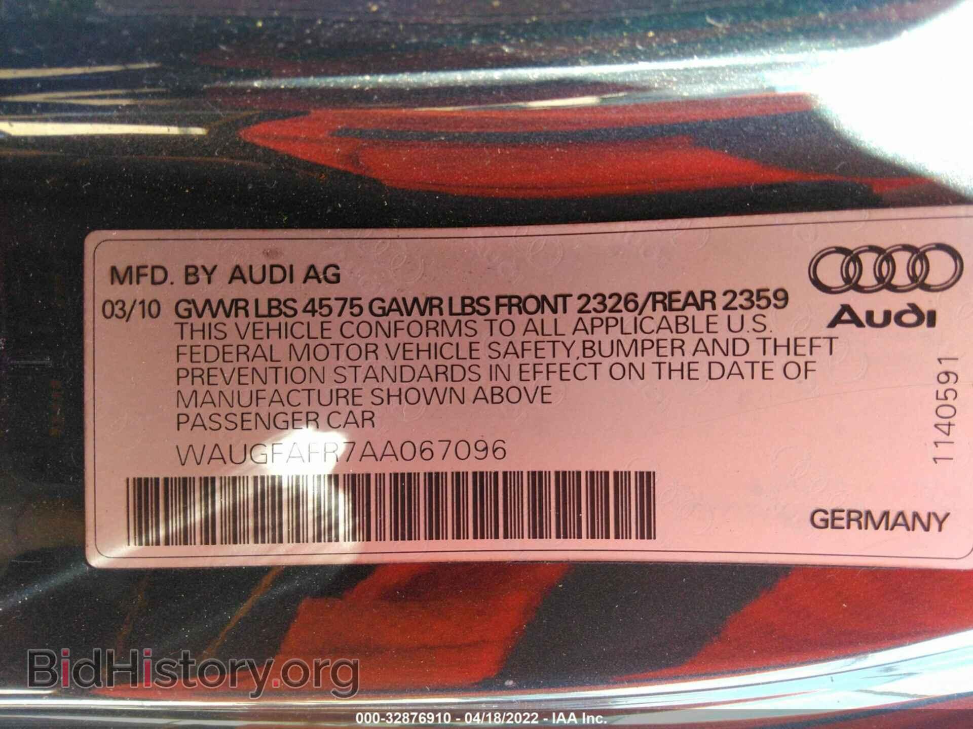 2010 AUDI A5 - VIN: WAUGFAFR7AA067096 - Photo 9