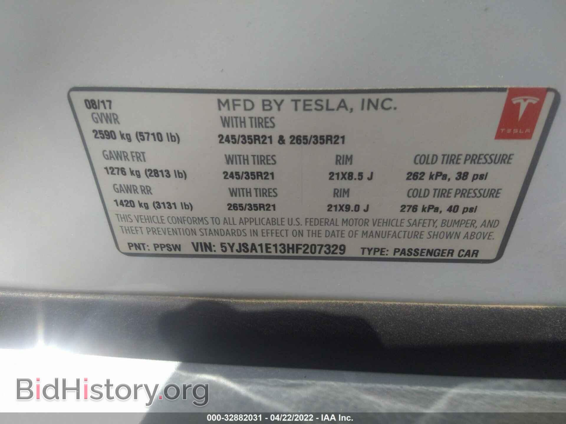 2017 TESLA MODEL S - VIN: 5YJSA1E13HF207329 - Photo 9