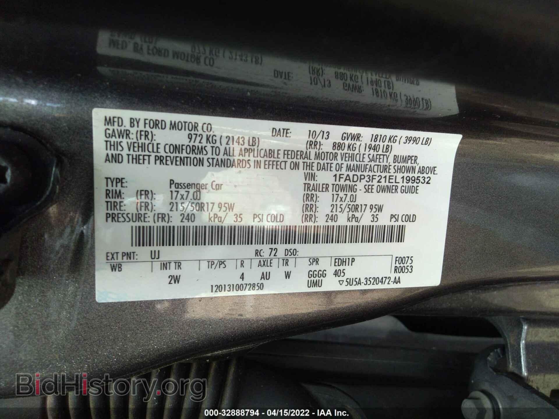 2014 FORD FOCUS - VIN: 1FADP3F21EL199532 - Фото 9