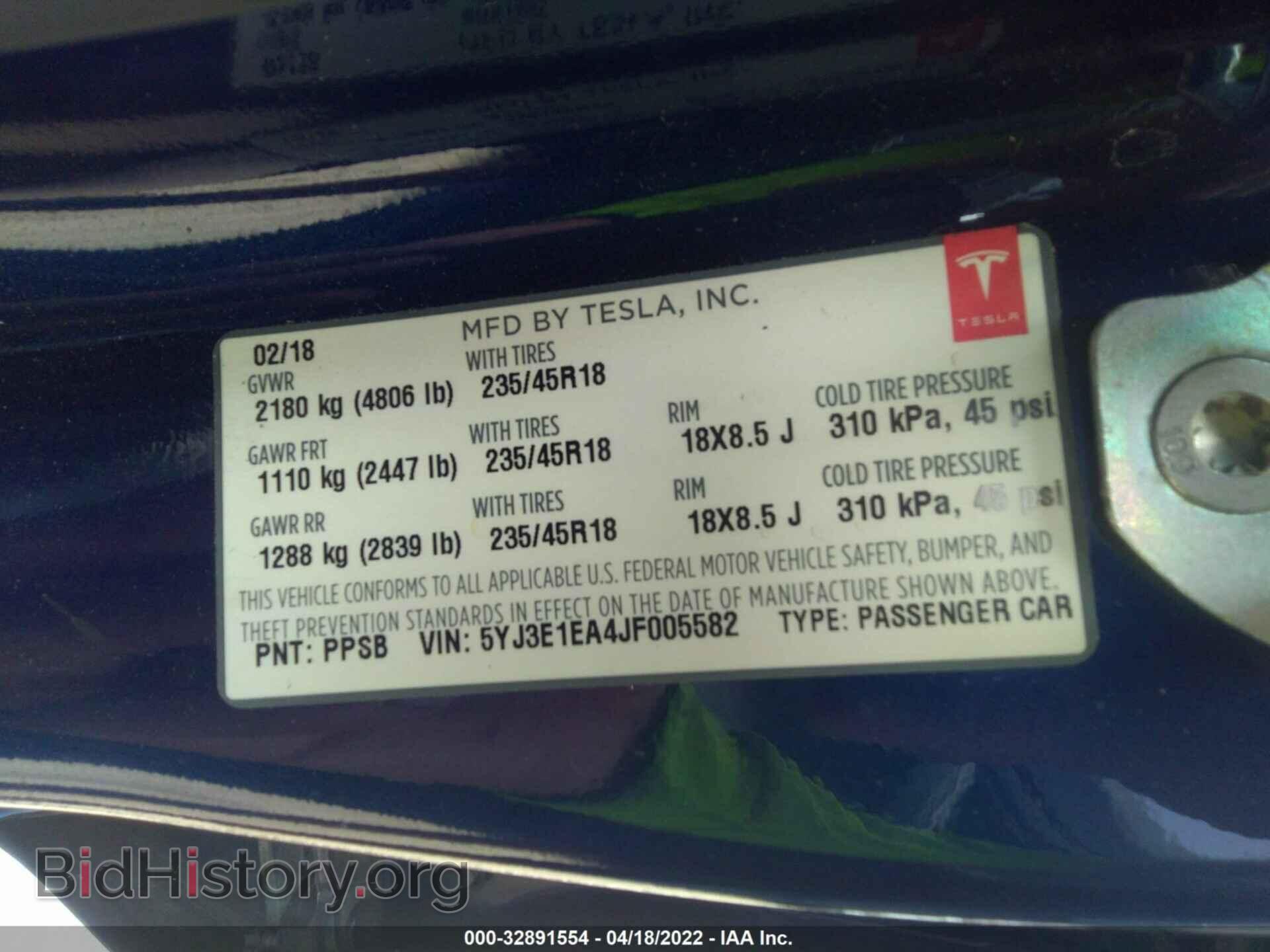 2018 TESLA MODEL 3 - VIN: 5YJ3E1EA4JF005582 - Photo 9