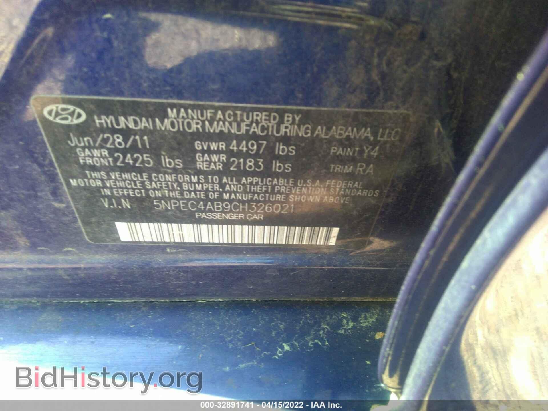 2012 HYUNDAI SONATA - VIN: 5NPEC4AB9CH326021 - Photo 9