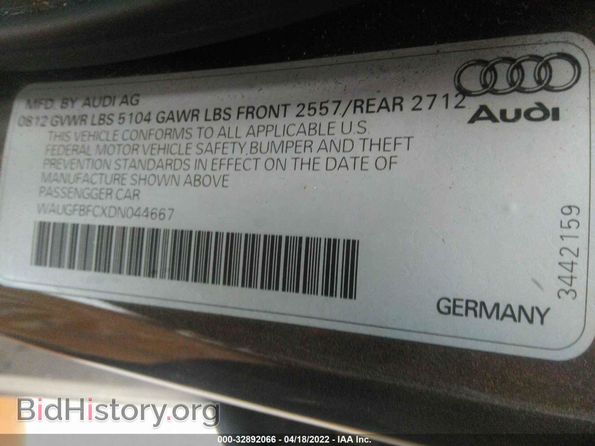 2013 AUDI A6 - VIN: WAUGFBFCXDN044667 - Фото 9