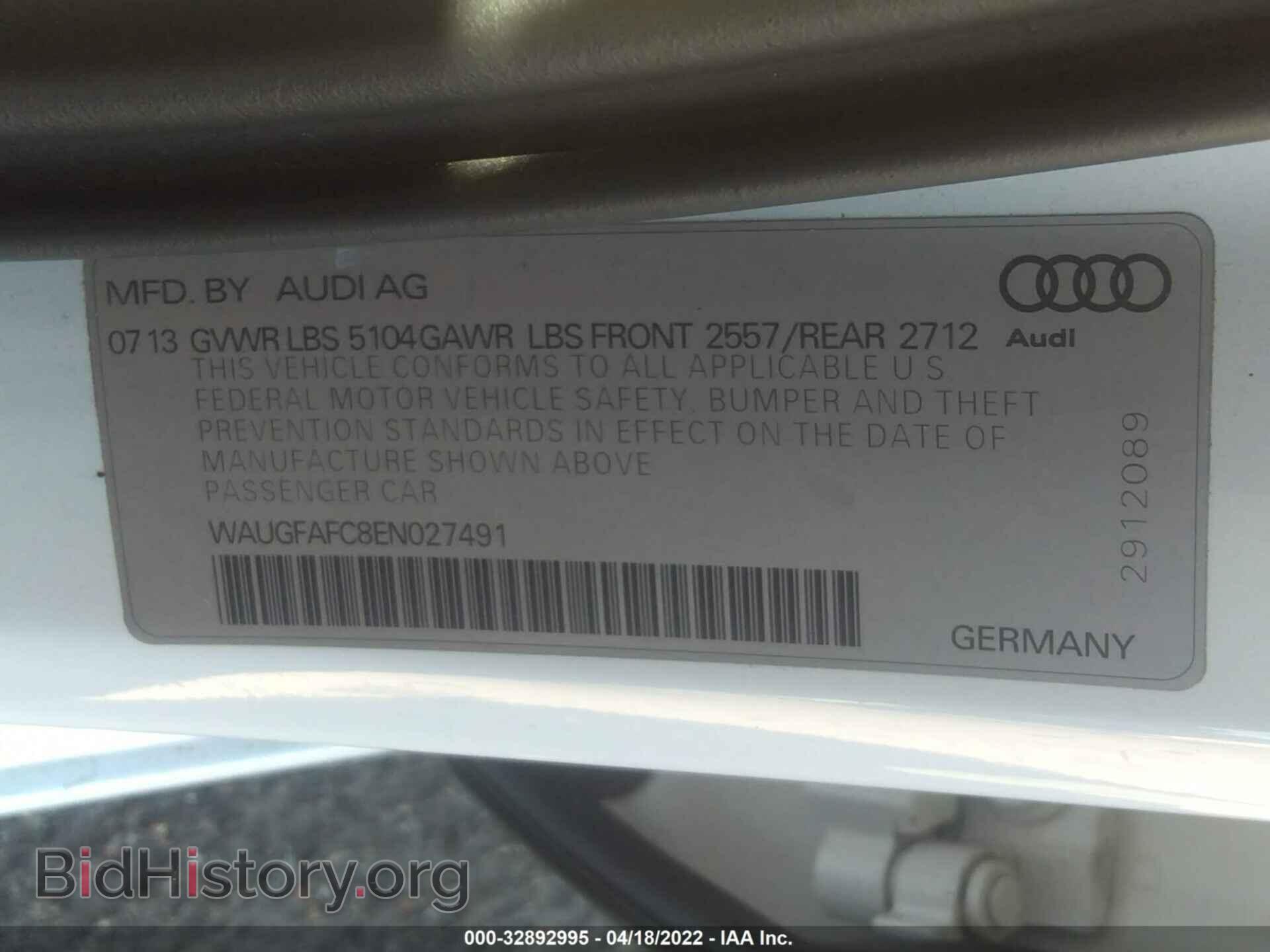 2014 AUDI A6 - VIN: WAUGFAFC8EN027491 - Фото 9