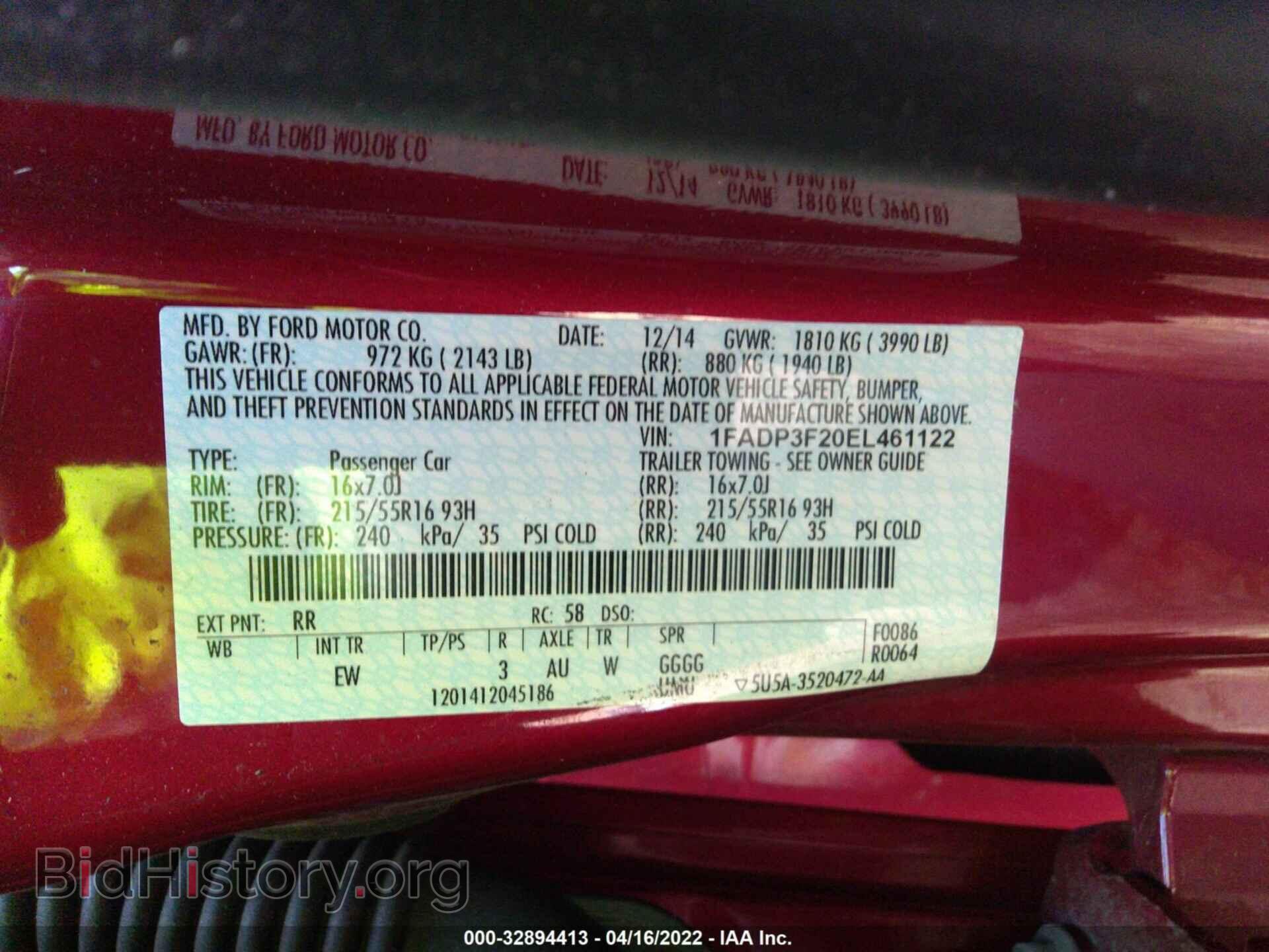 2014 FORD FOCUS - VIN: 1FADP3F20EL461122 - Фото 9