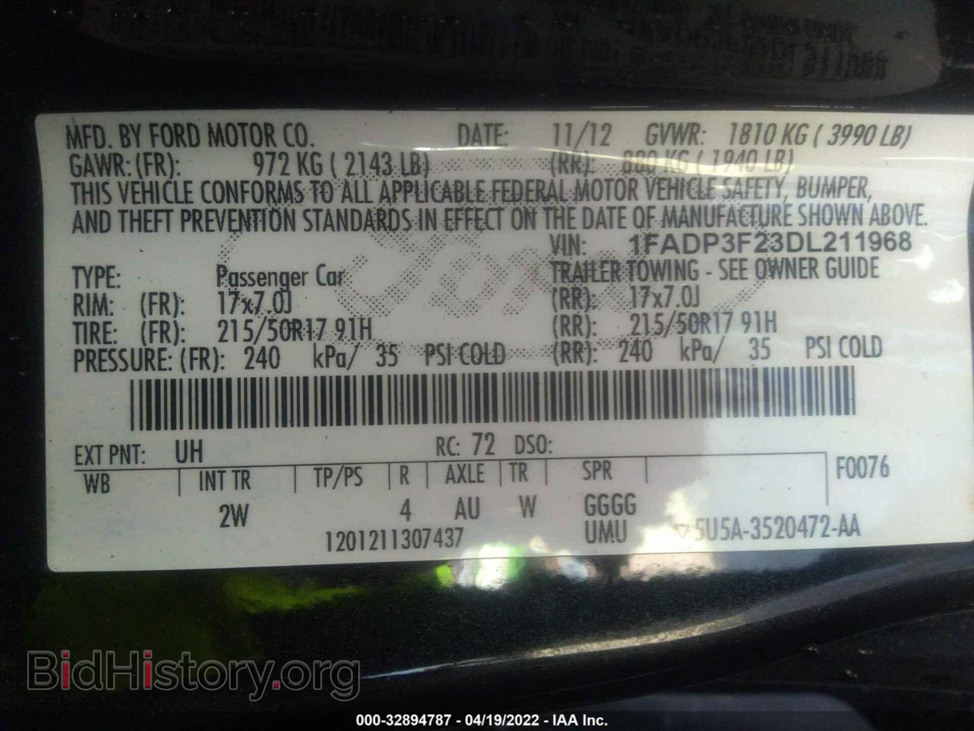2013 FORD FOCUS - VIN: 1FADP3F23DL211968 - Фото 9