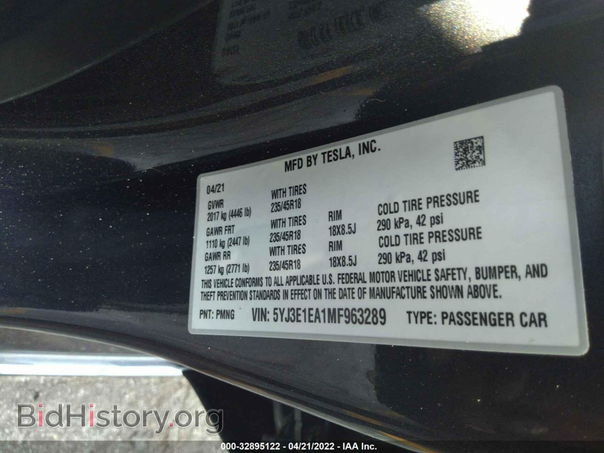 2021 TESLA MODEL 3 - VIN: 5YJ3E1EA1MF963289 - Photo 9