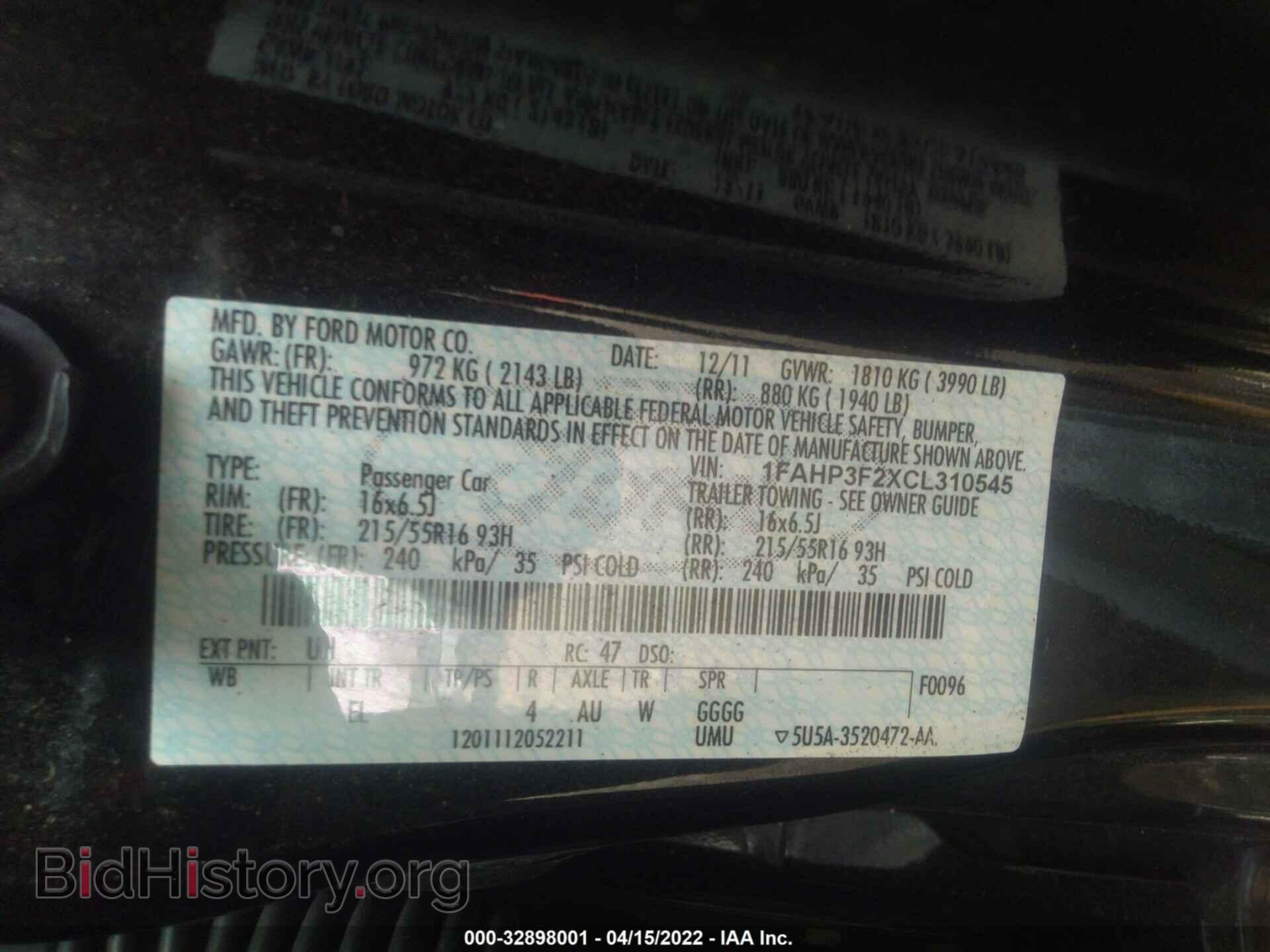 2012 FORD FOCUS - VIN: 1FAHP3F2XCL310545 - Photo 9
