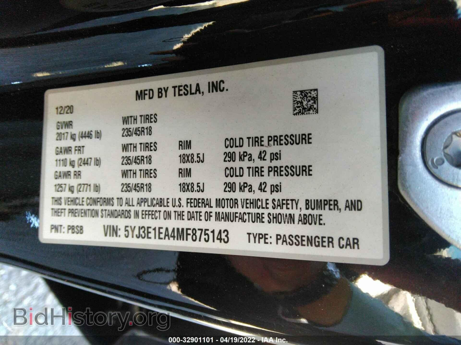 2021 TESLA MODEL 3 - VIN: 5YJ3E1EA4MF875143 - Photo 9