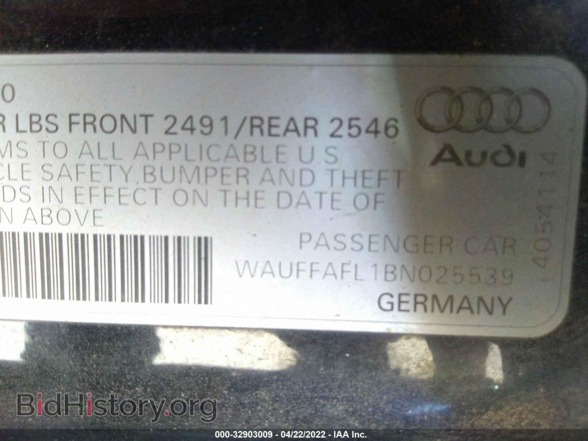 2011 AUDI A4 - VIN: WAUFFAFL1BN025539 - Фото 9