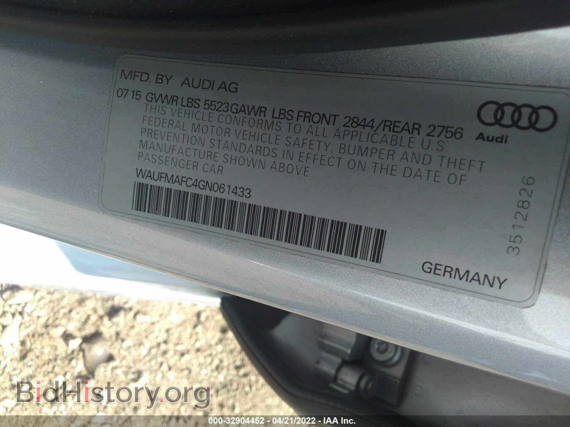 2016 AUDI A6 - VIN: WAUFMAFC4GN061433 - Фото 9