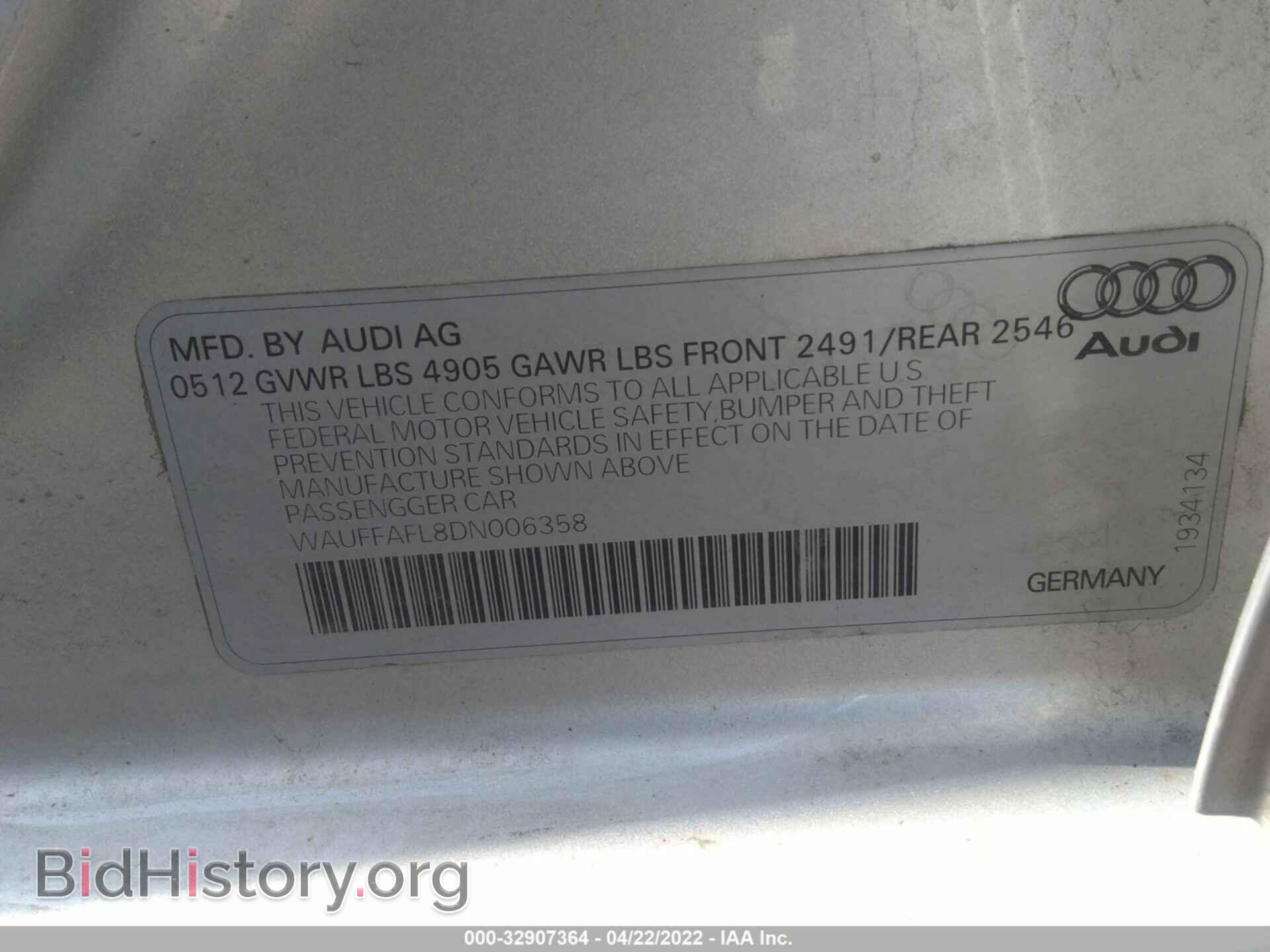 2013 AUDI A4 - VIN: WAUFFAFL8DN006358 - Photo 9