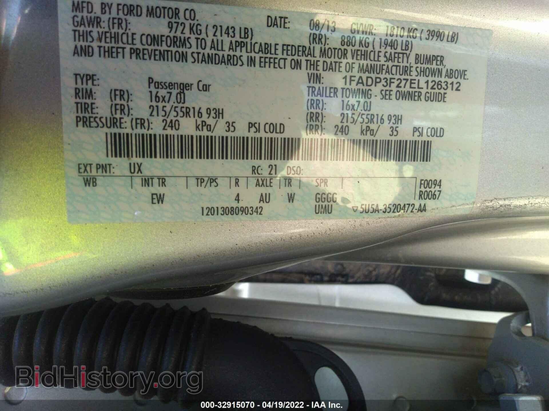 2014 FORD FOCUS - VIN: 1FADP3F27EL126312 - Фото 9