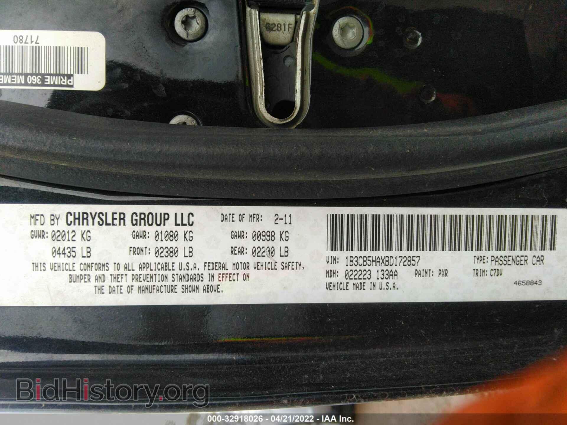 2011 DODGE CALIBER - VIN: 1B3CB5HAXBD172857 - Фото 9