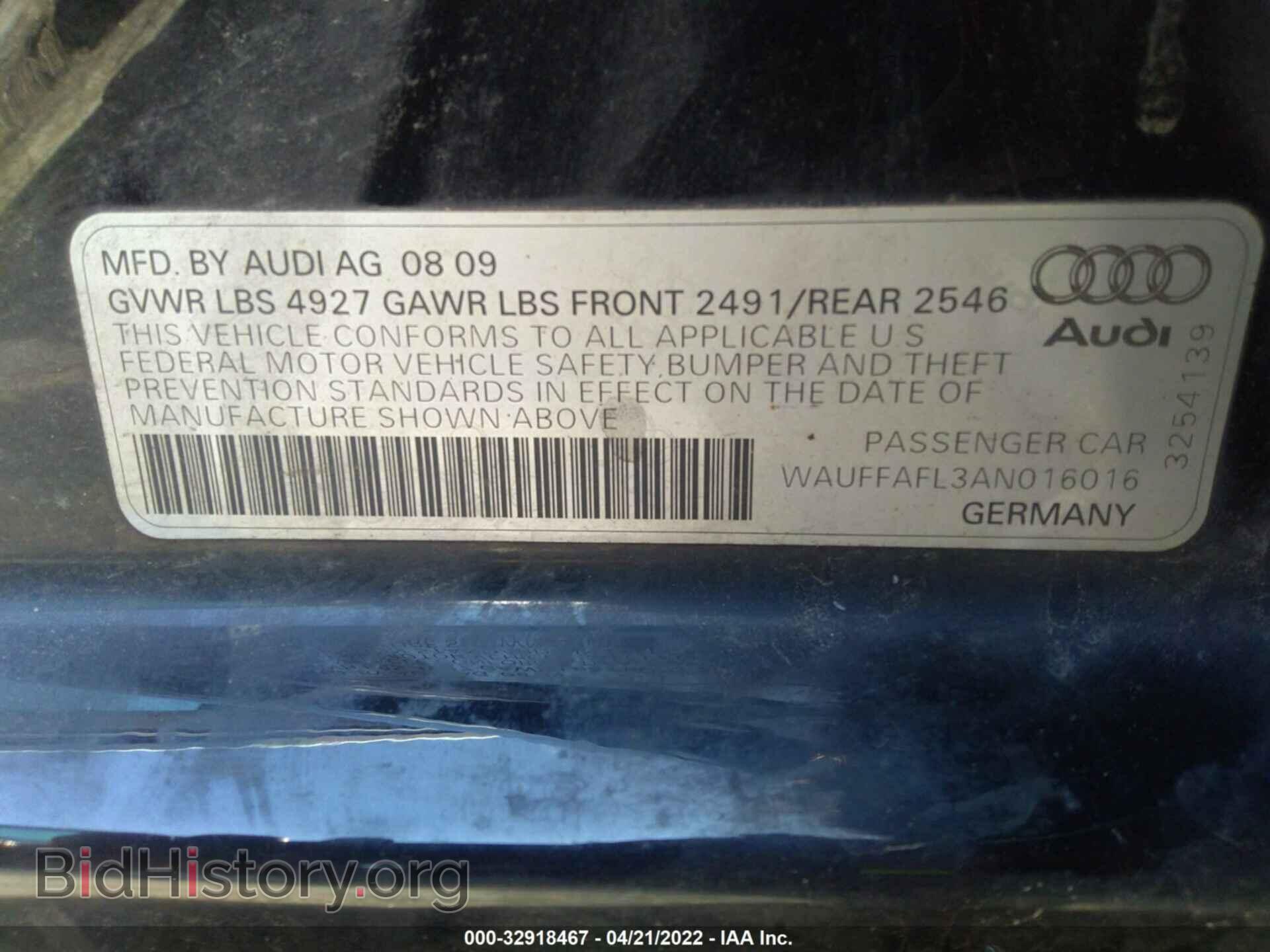 2010 AUDI A4 - VIN: WAUFFAFL3AN016016 - Фото 9